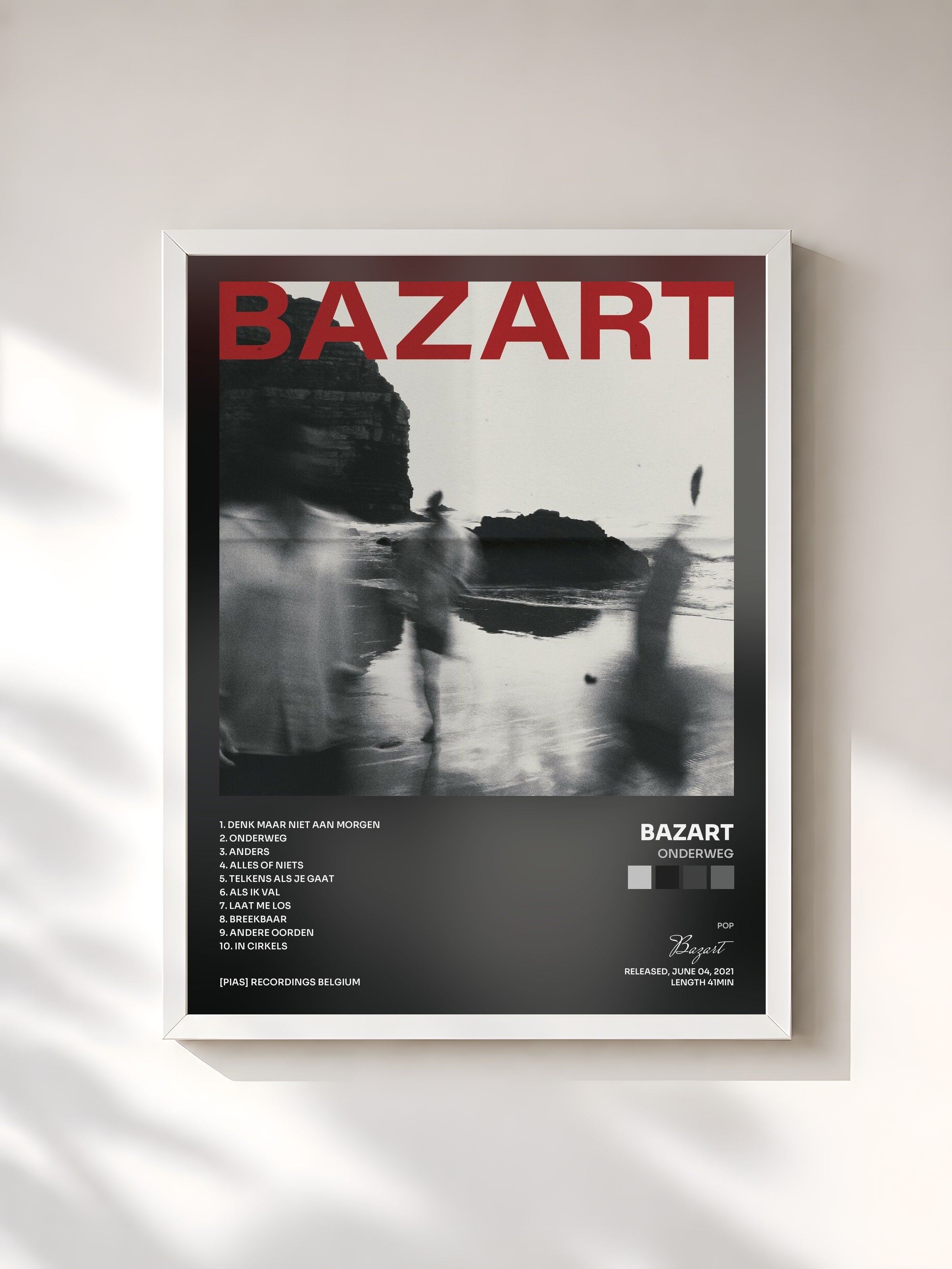 #blanc Tableau de l'album Onderweg de Bazart, cadre blanc, imprimé et encadré en France