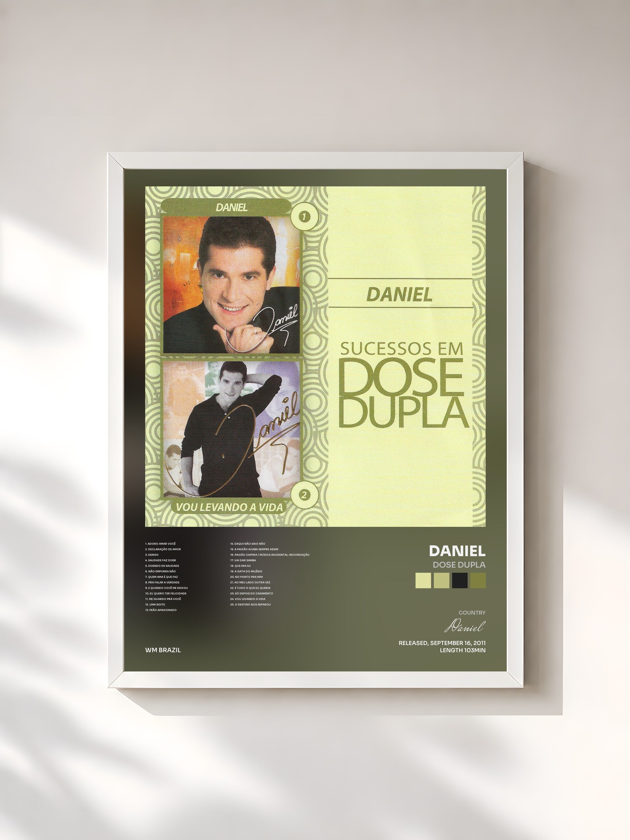 #blanc Tableau de l'album Dose dupla de Daniel, cadre blanc, imprimé et encadré en France