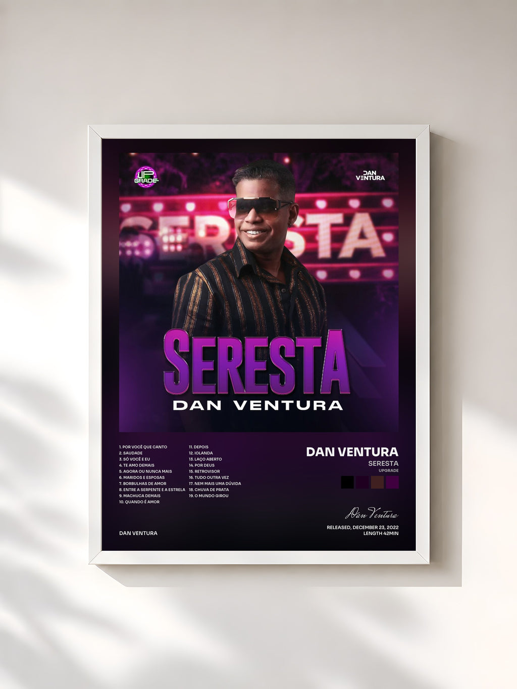 #blanc Tableau de l'album Seresta (UpGrade) de Dan Ventura, cadre blanc, imprimé et encadré en France