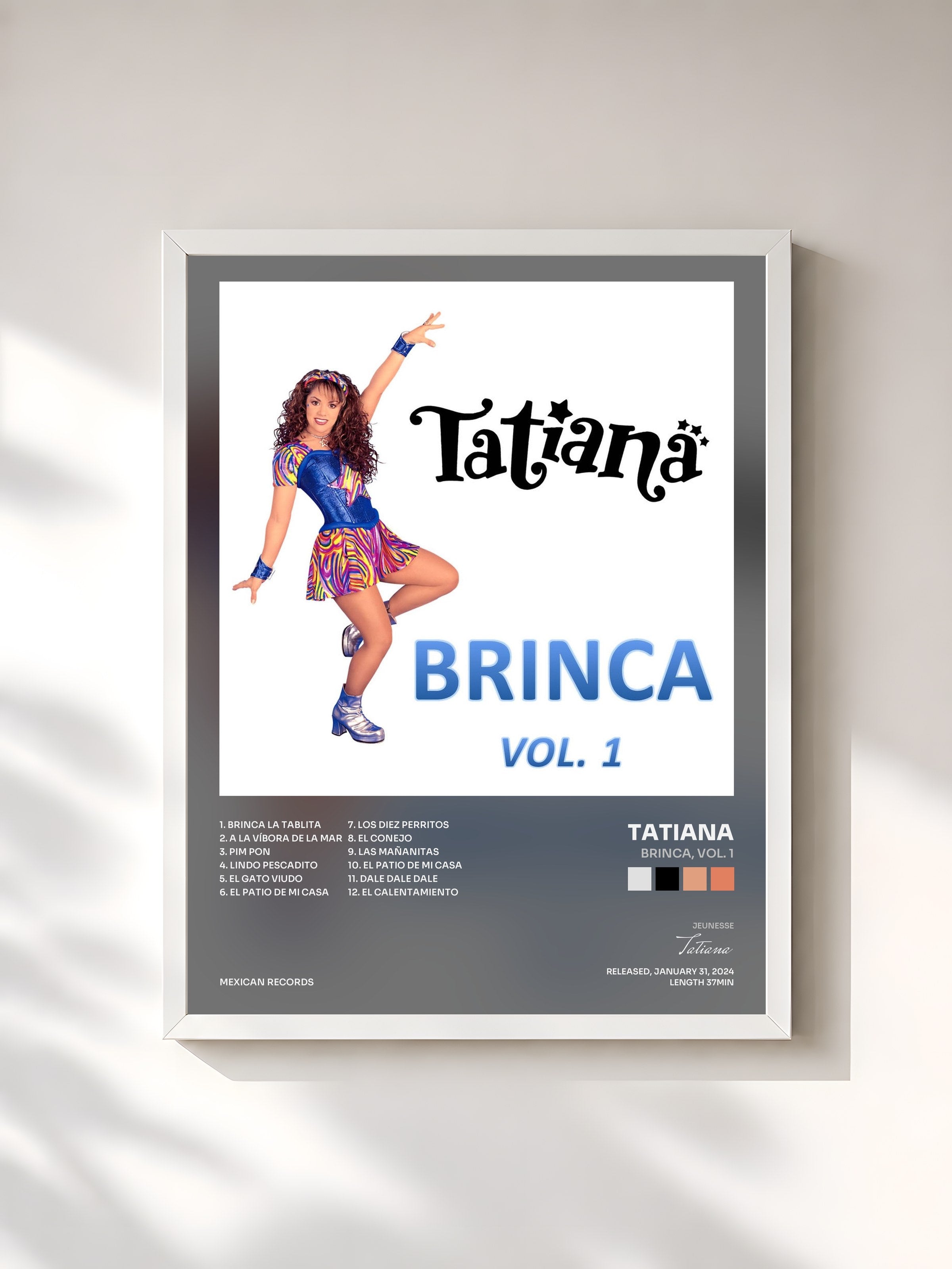 #blanc Tableau de l'album Brinca, Vol. 1 de Tatiana, cadre blanc, imprimé et encadré en France