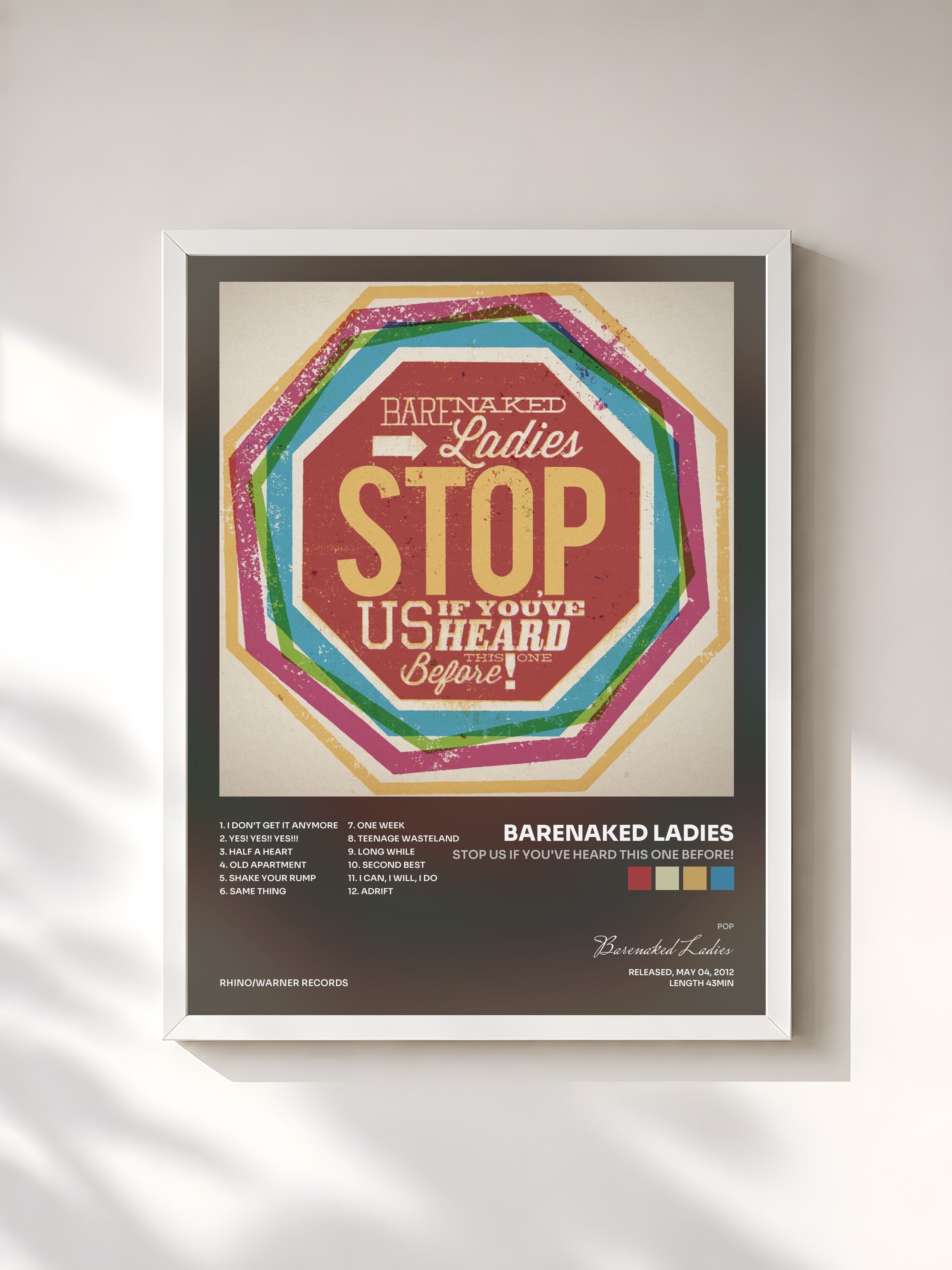 #blanc Tableau de l'album Stop Us If You've Heard This One Before! de Barenaked Ladies, cadre blanc, imprimé et encadré en France