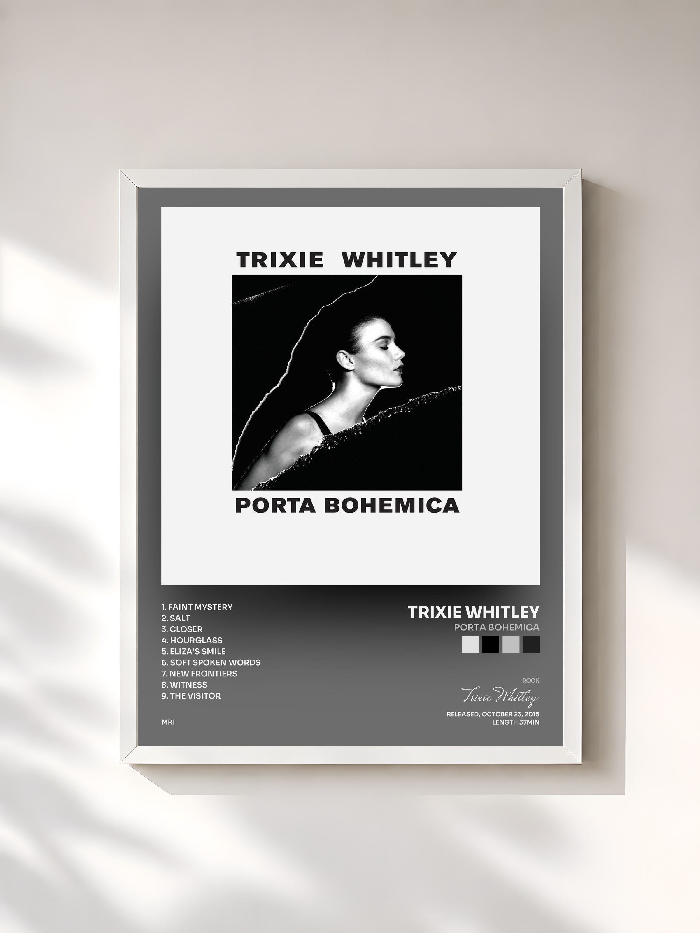 #blanc Tableau de l'album Porta Bohemica de Trixie Whitley, cadre blanc, imprimé et encadré en France