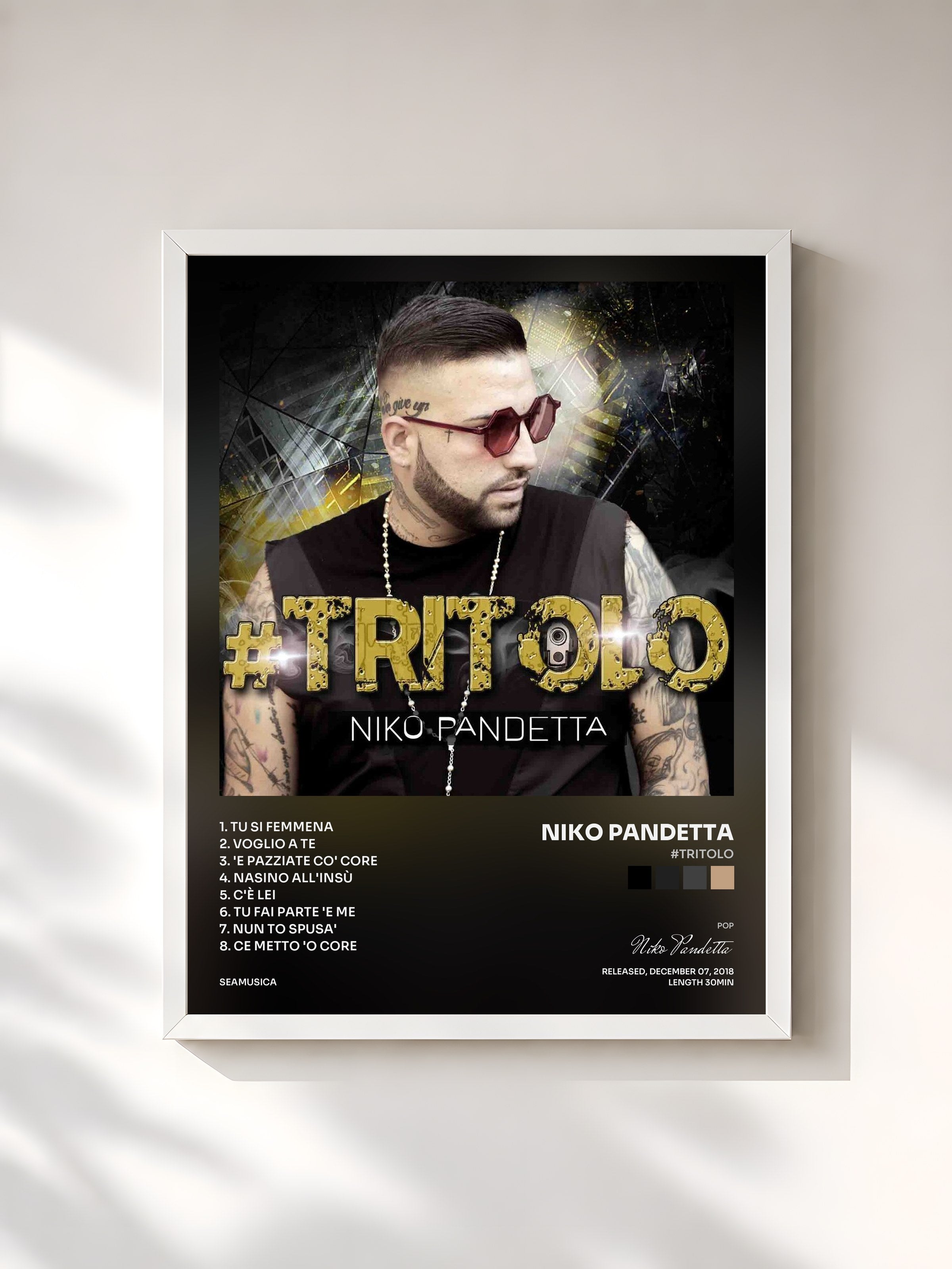 #blanc Tableau de l'album #Tritolo de Niko Pandetta, cadre blanc, imprimé et encadré en France