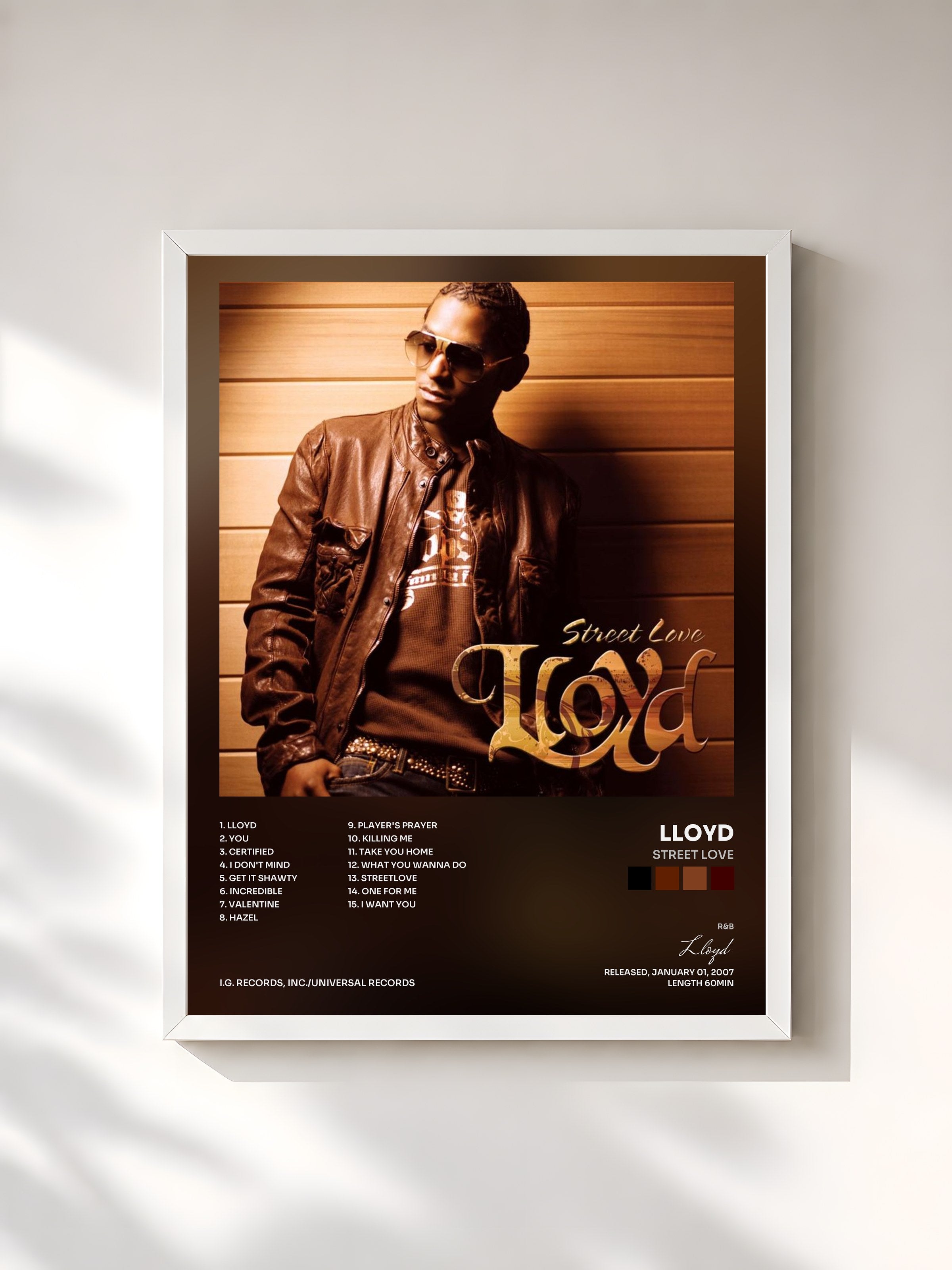 #blanc Tableau de l'album Street Love de Lloyd, cadre blanc, imprimé et encadré en France