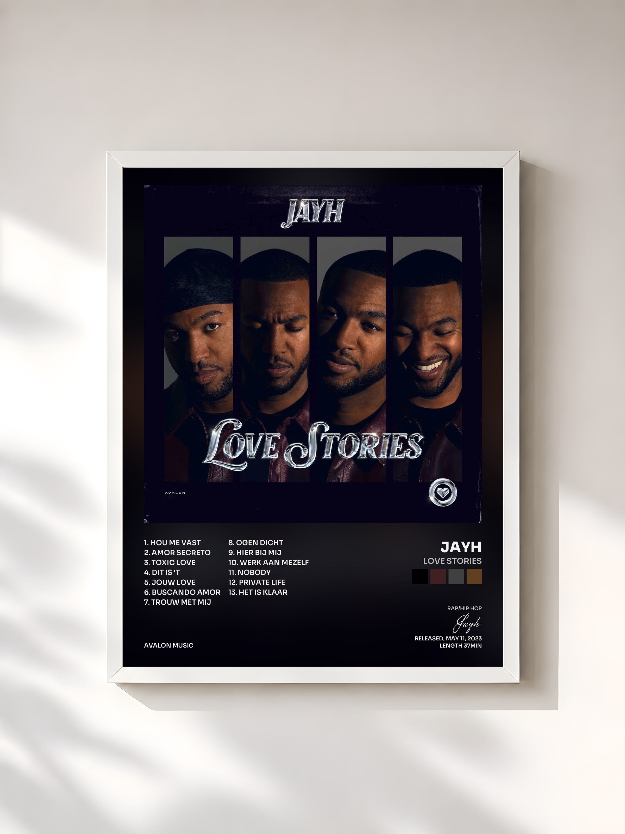 #blanc Tableau de l'album Love Stories de Jayh, cadre blanc, imprimé et encadré en France