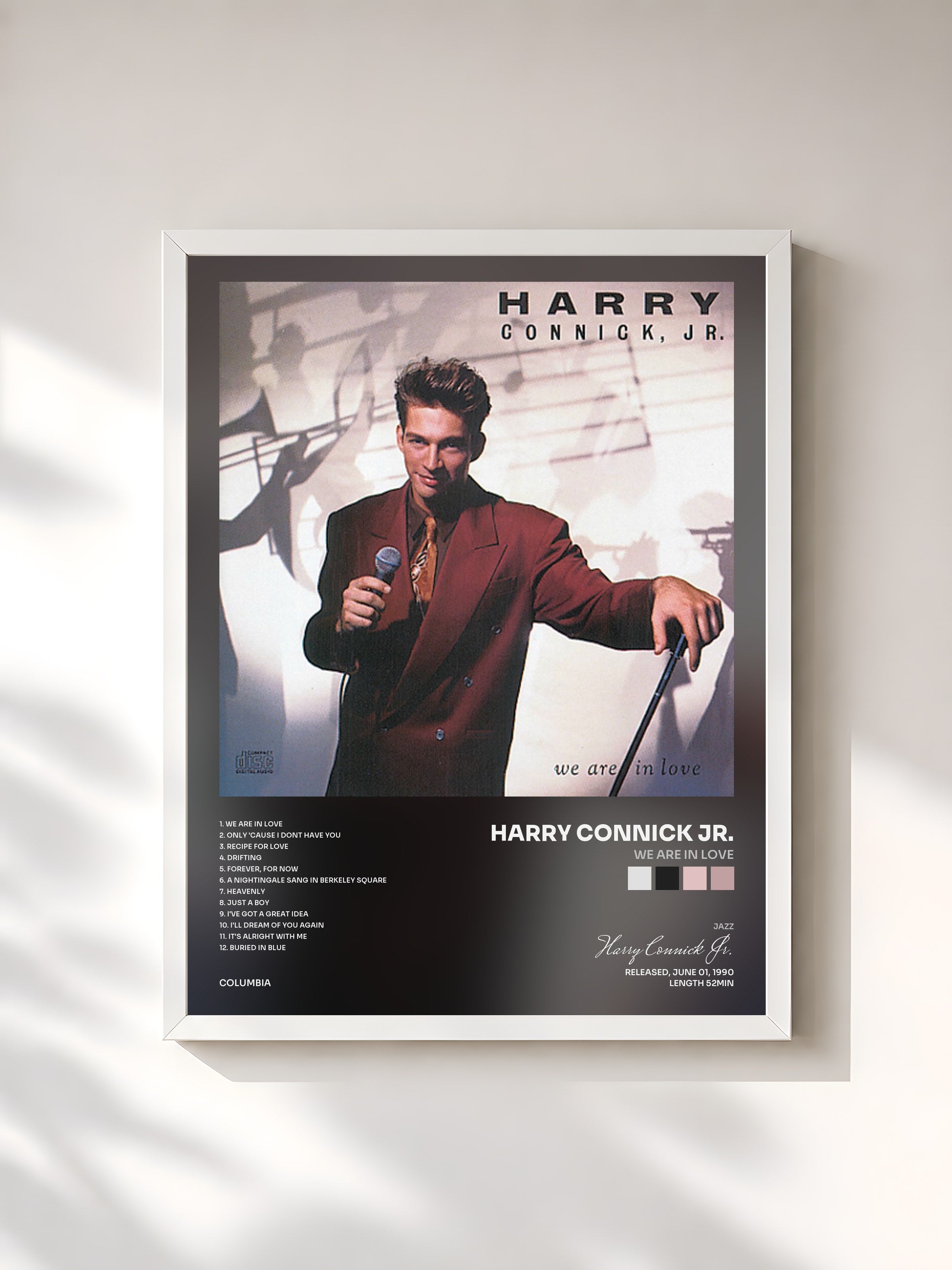 #blanc Tableau de l'album We Are In Love de Harry Connick Jr., cadre blanc, imprimé et encadré en France