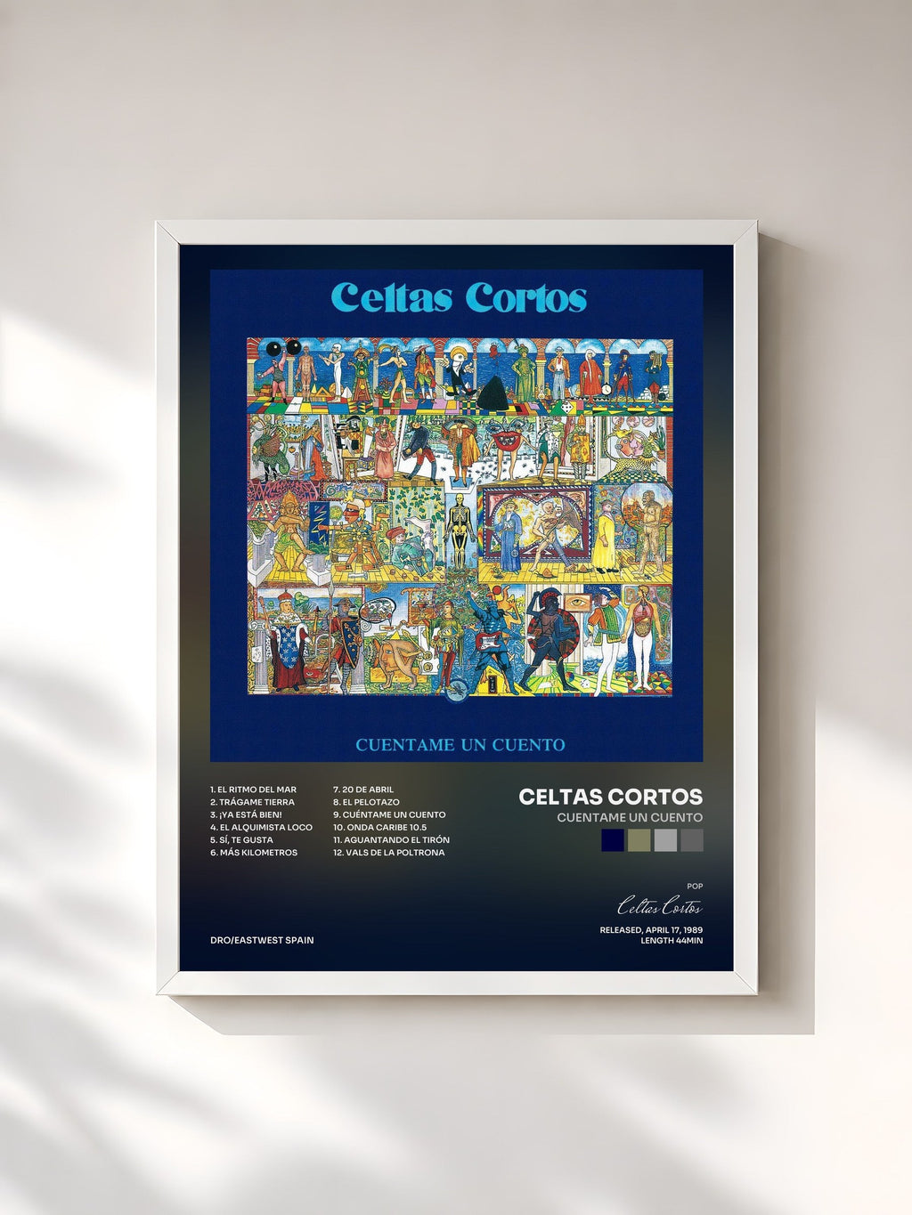 #blanc Tableau de l'album Cuentame Un Cuento de Celtas Cortos, cadre blanc, imprimé et encadré en France
