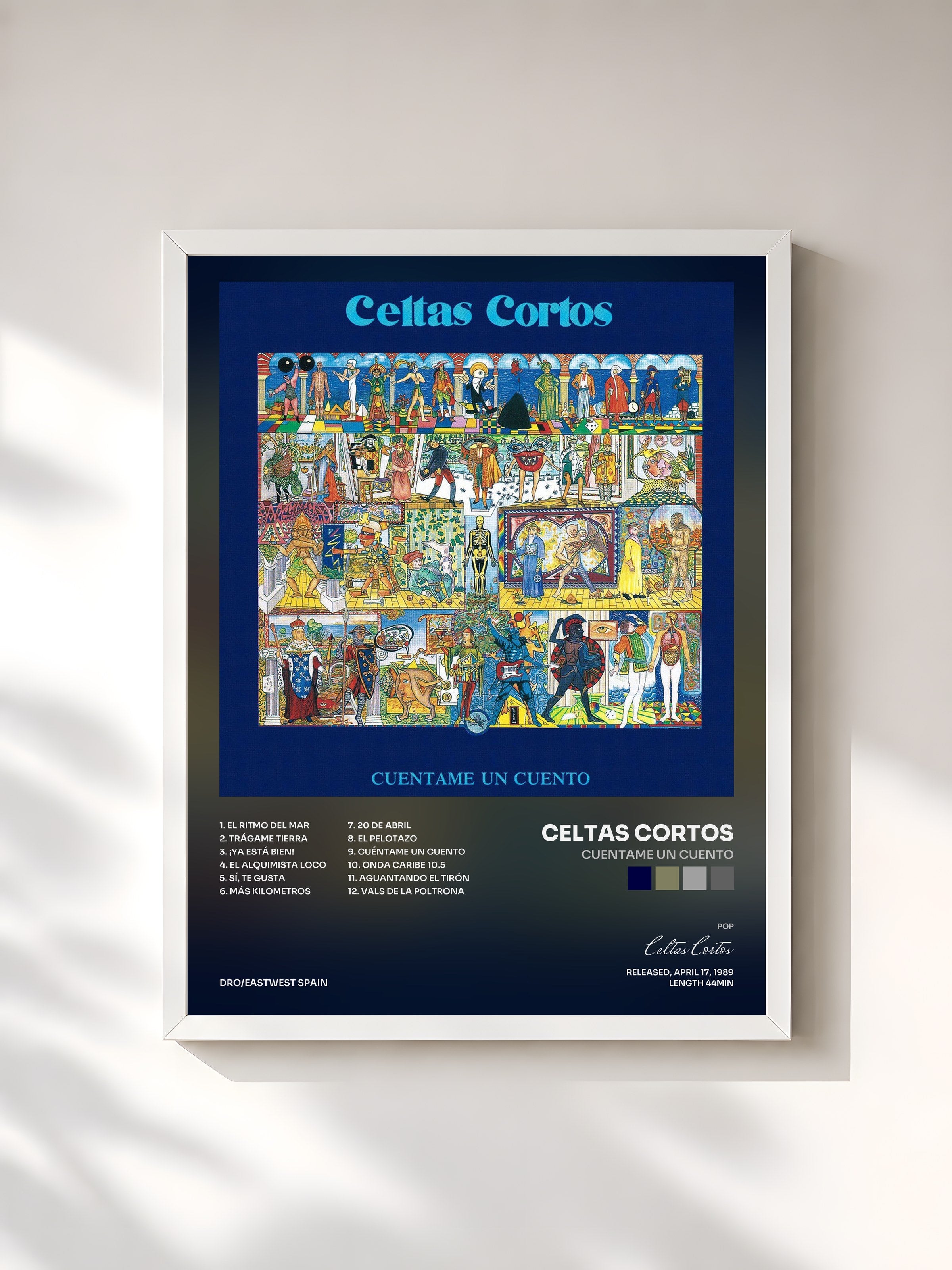 #blanc Tableau de l'album Cuentame Un Cuento de Celtas Cortos, cadre blanc, imprimé et encadré en France