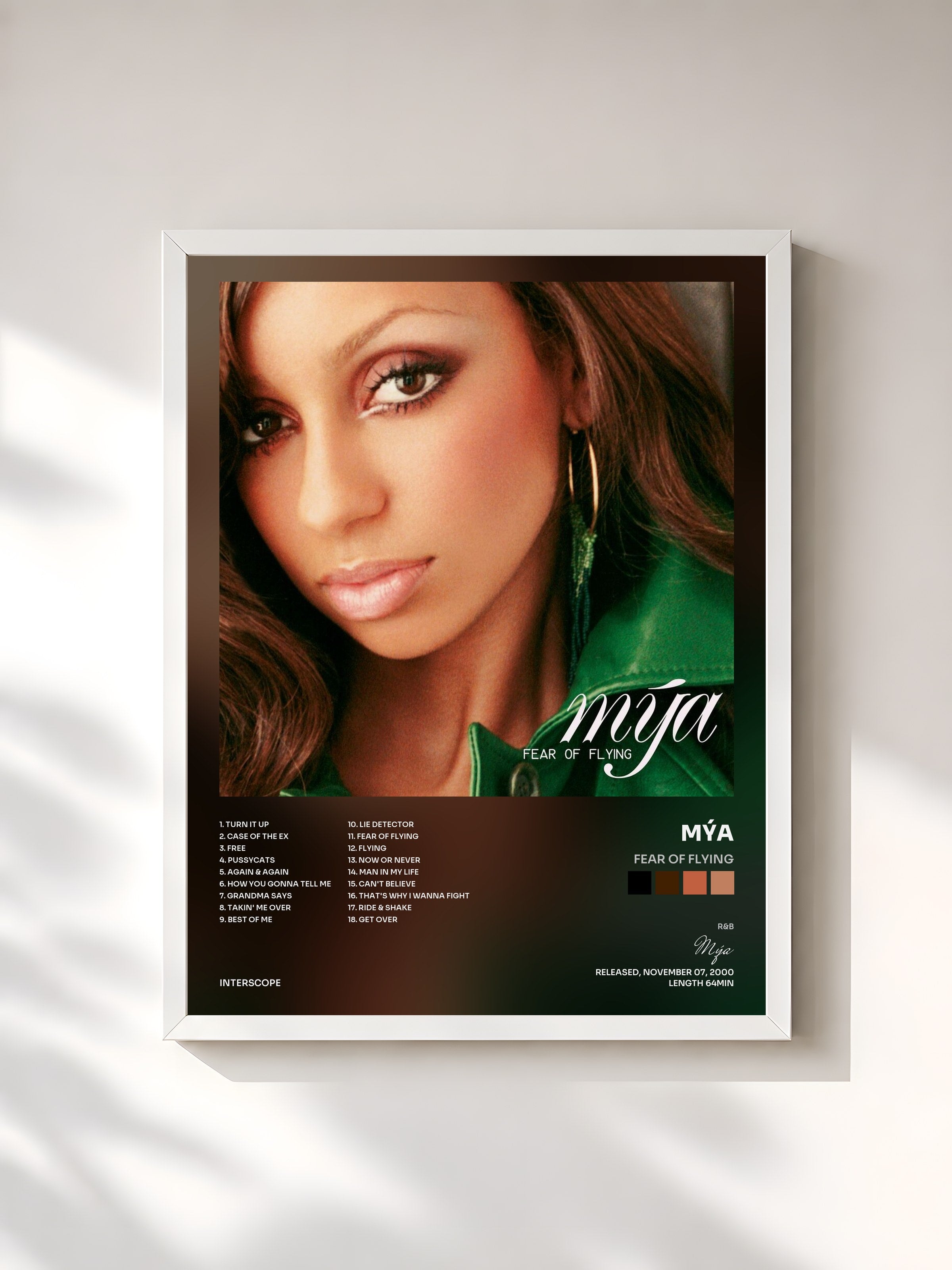 #blanc Tableau de l'album Fear Of Flying de Mýa, cadre blanc, imprimé et encadré en France