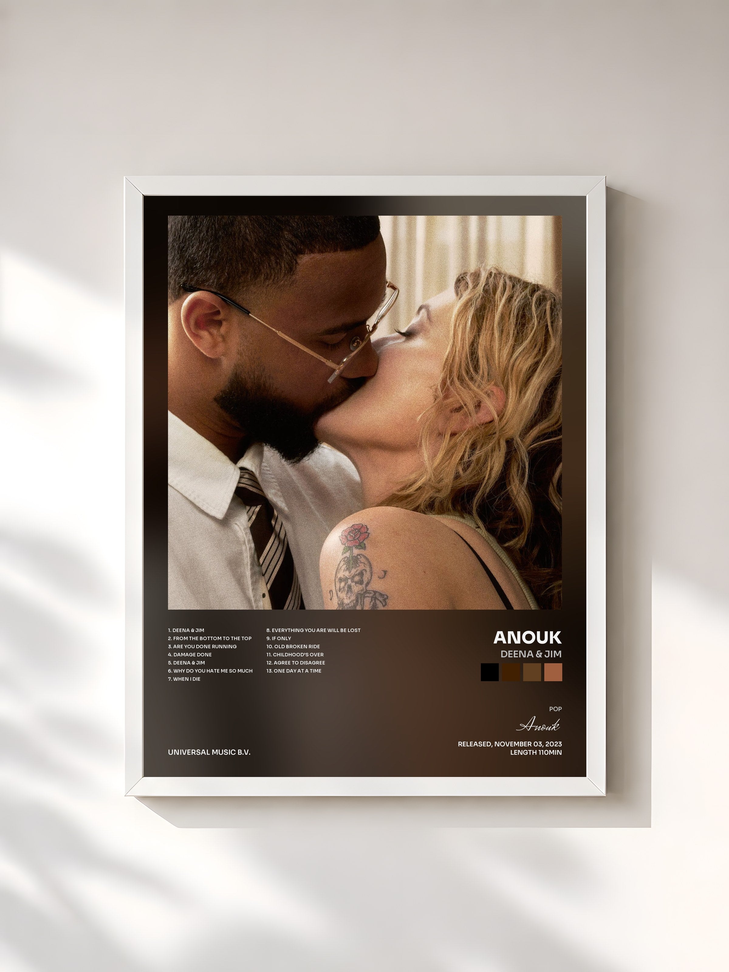 #blanc Tableau de l'album Deena & Jim de Anouk, cadre blanc, imprimé et encadré en France