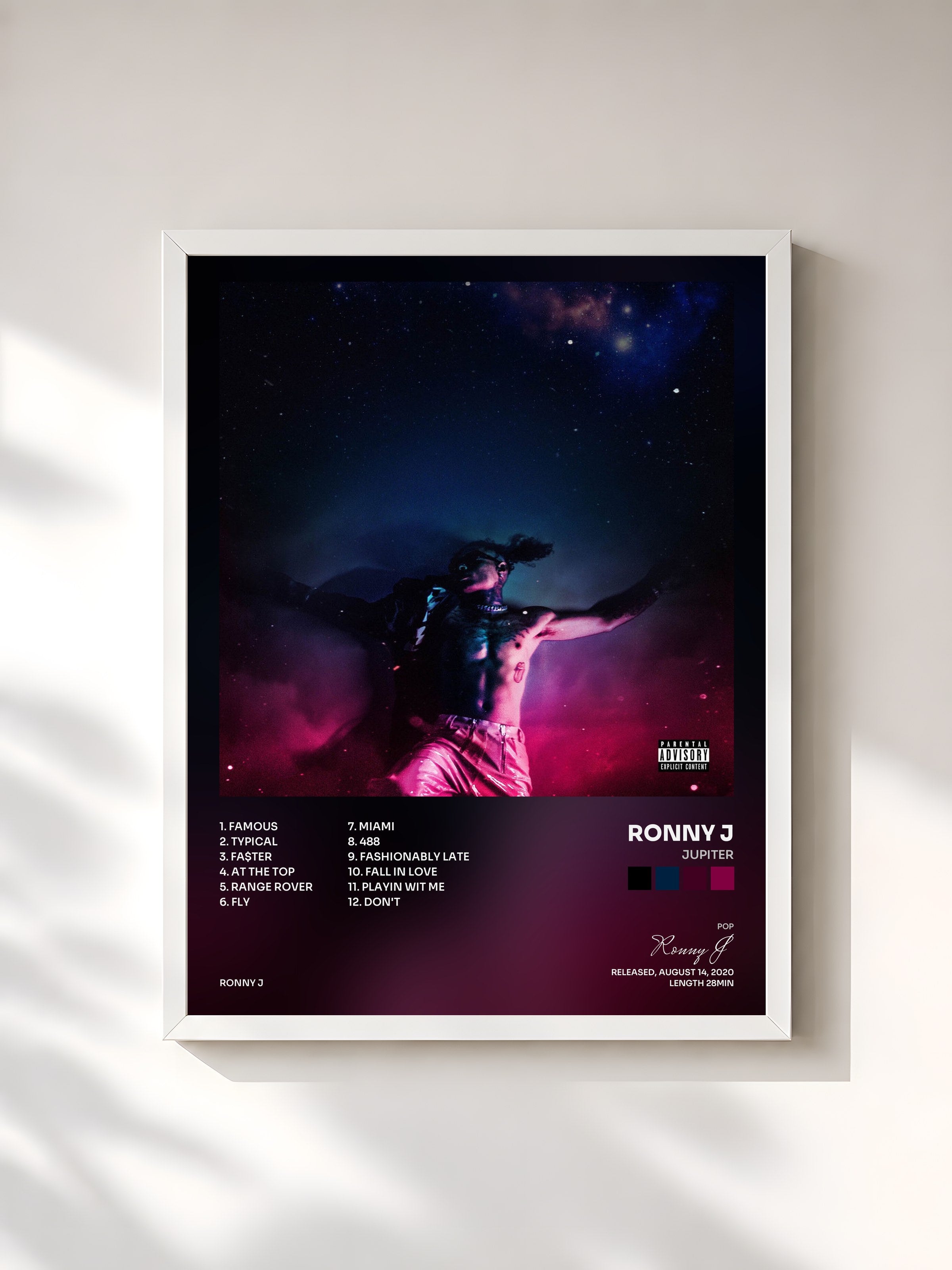 #blanc Tableau de l'album Jupiter de Ronny J, cadre blanc, imprimé et encadré en France