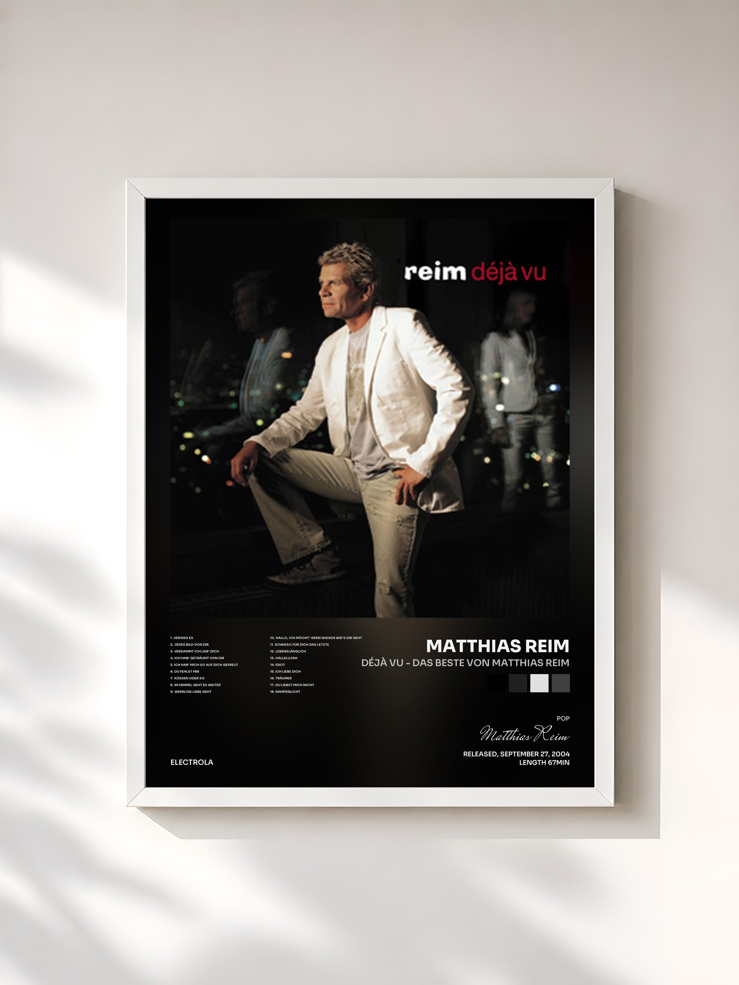 #blanc Tableau de l'album Déjà Vu - Das Beste Von Matthias Reim de Matthias Reim, cadre blanc, imprimé et encadré en France