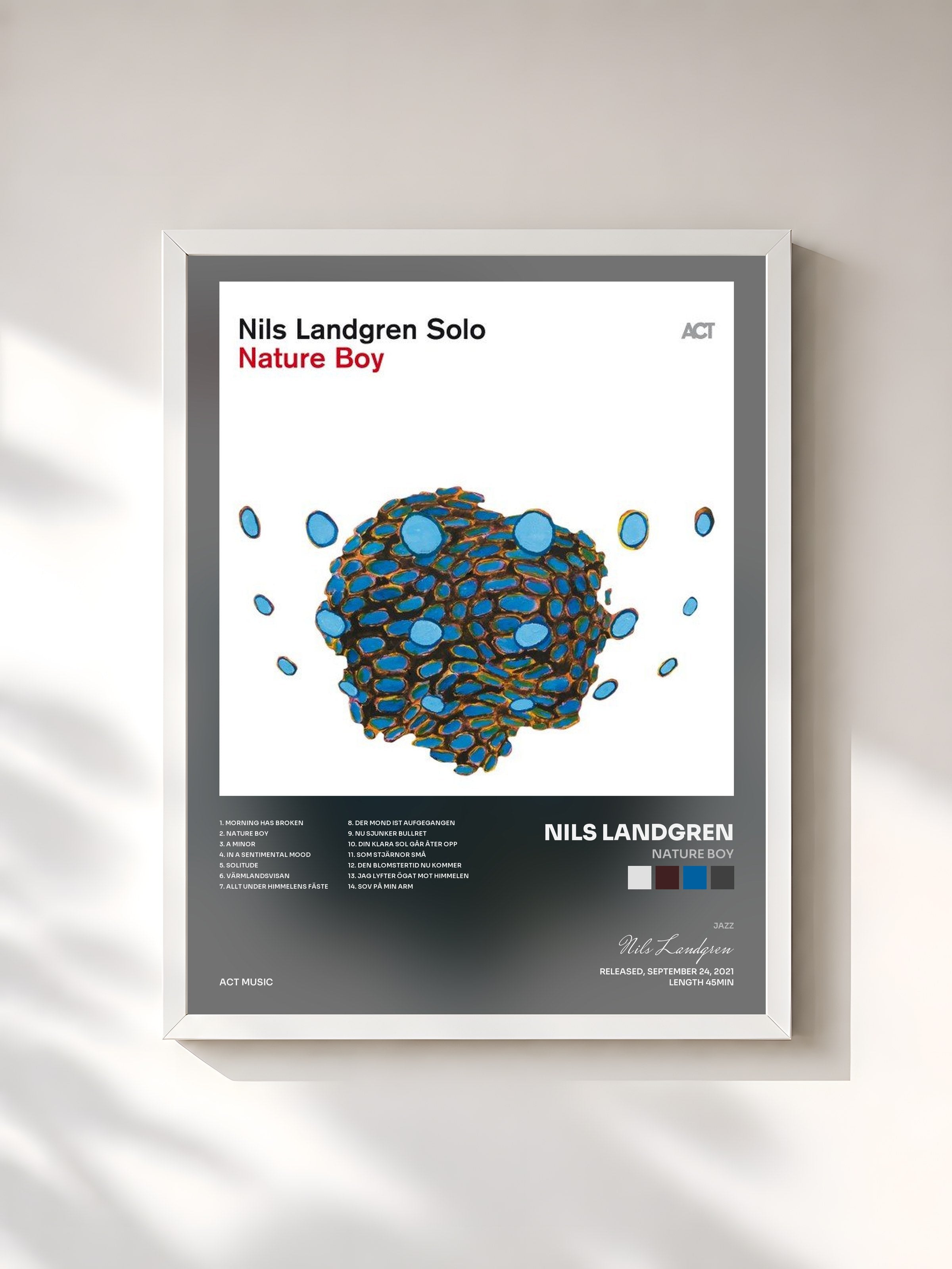 #blanc Tableau de l'album Nature Boy de Nils Landgren, cadre blanc, imprimé et encadré en France