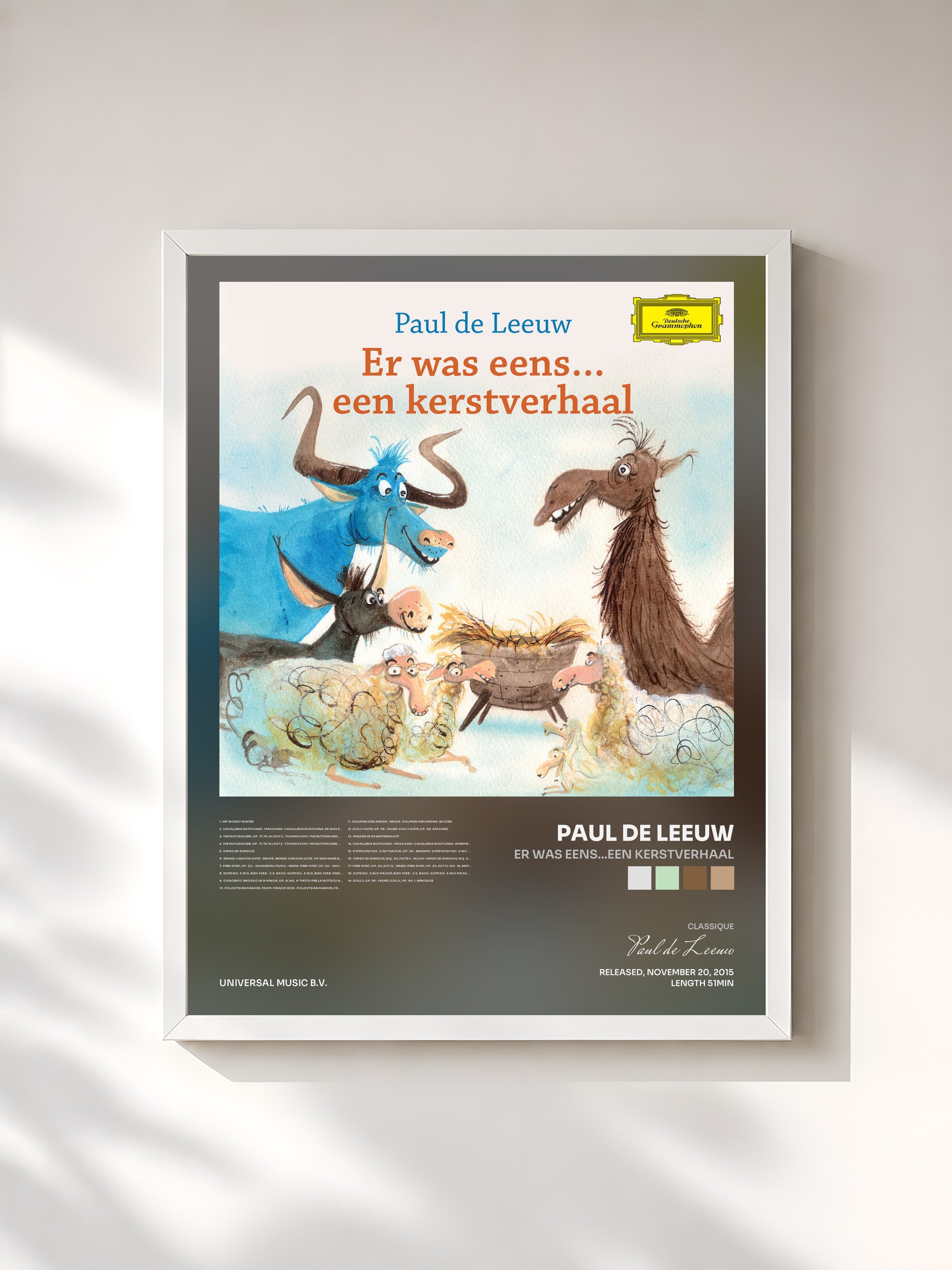 #blanc Tableau de l'album Er Was Eens...Een Kerstverhaal de Paul de Leeuw, cadre blanc, imprimé et encadré en France