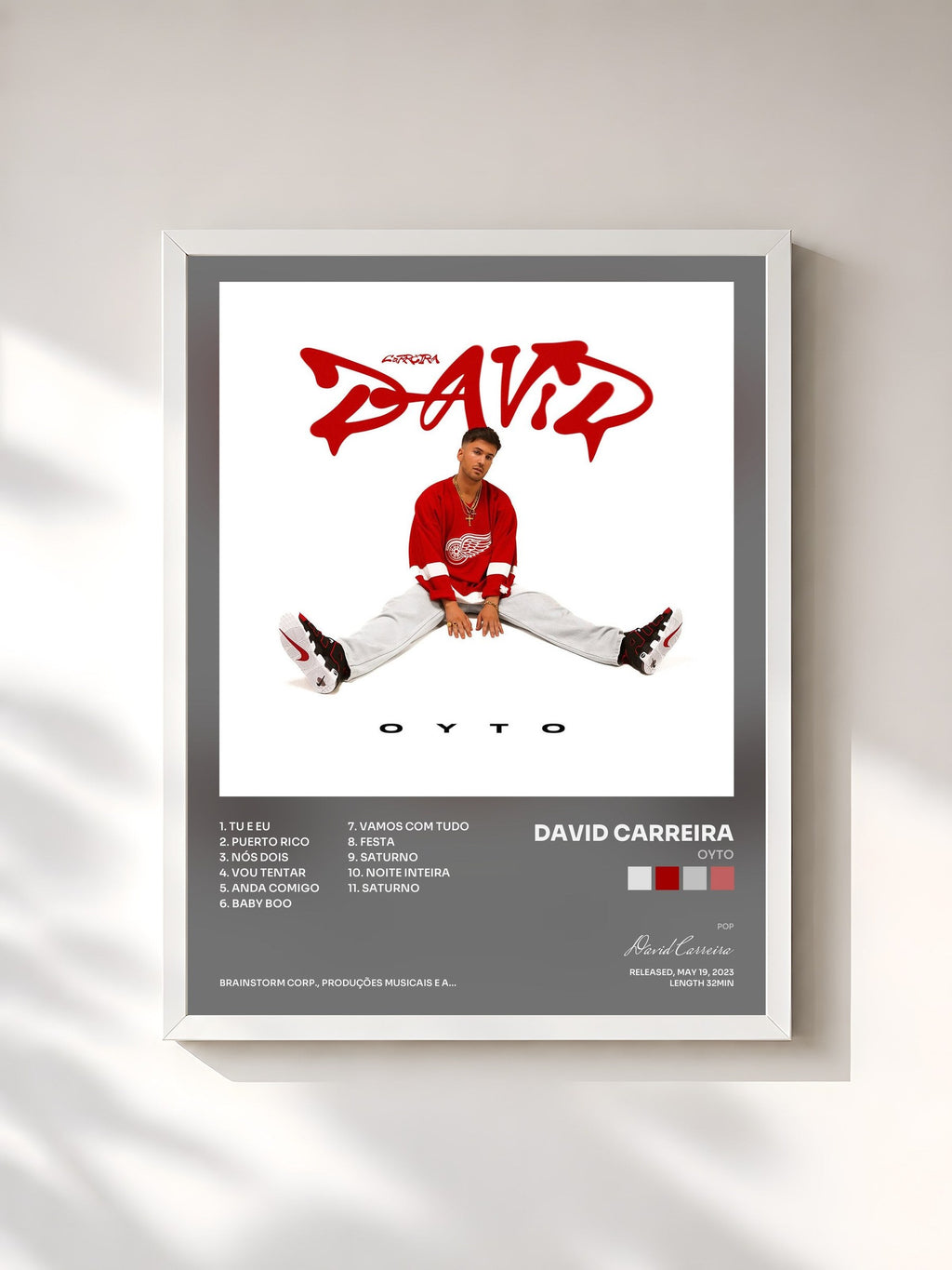 #blanc Tableau de l'album OYTO de David Carreira, cadre blanc, imprimé et encadré en France