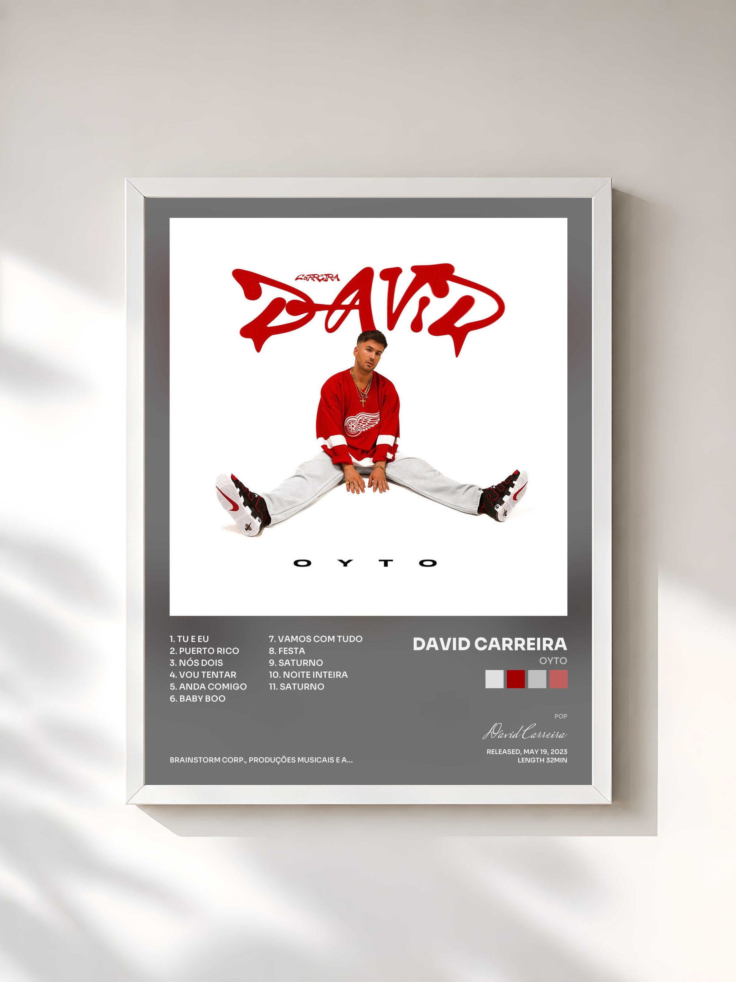 #blanc Tableau de l'album OYTO de David Carreira, cadre blanc, imprimé et encadré en France