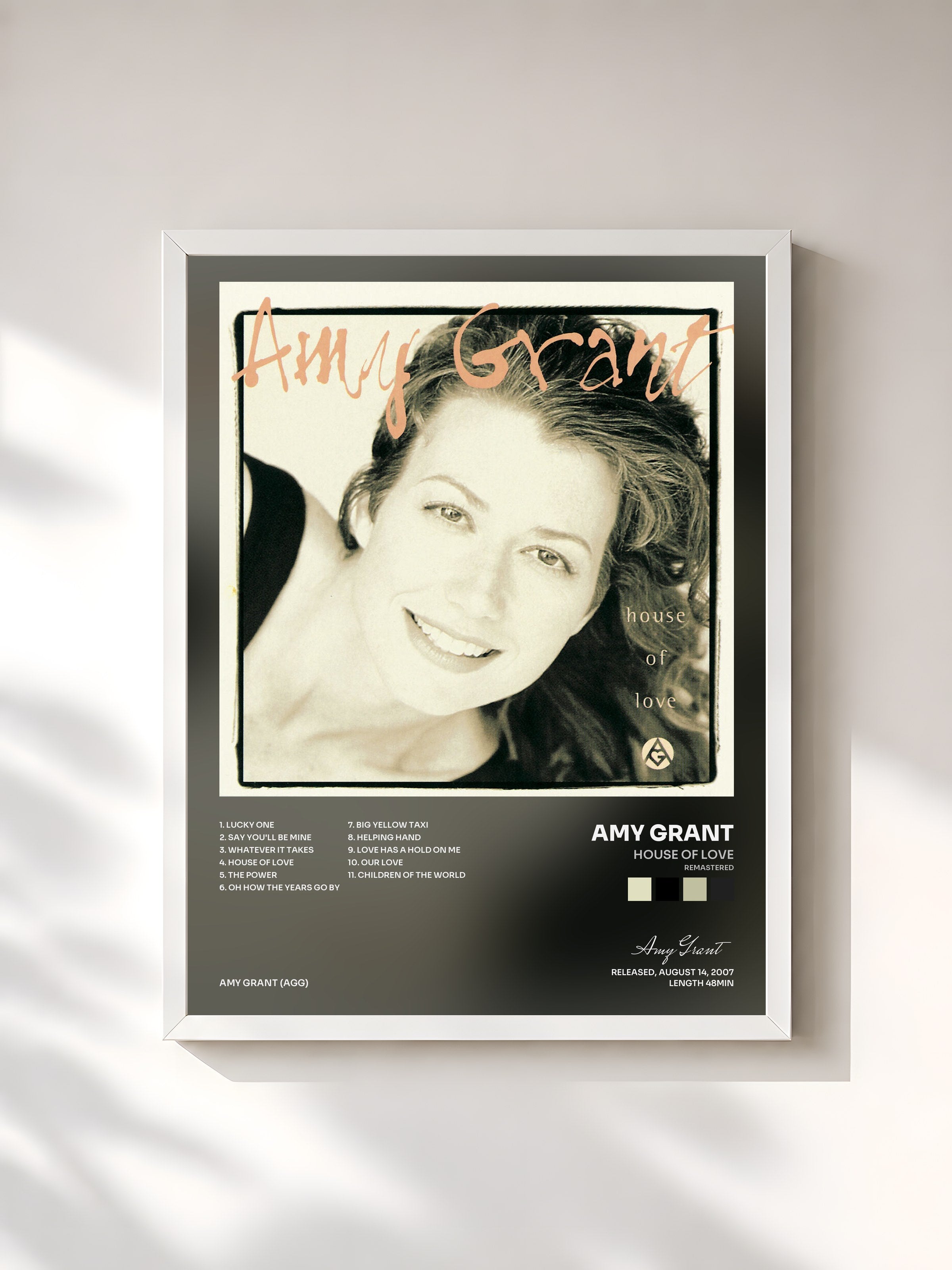 #blanc Tableau de l'album House Of Love (Remastered) de Amy Grant, cadre blanc, imprimé et encadré en France