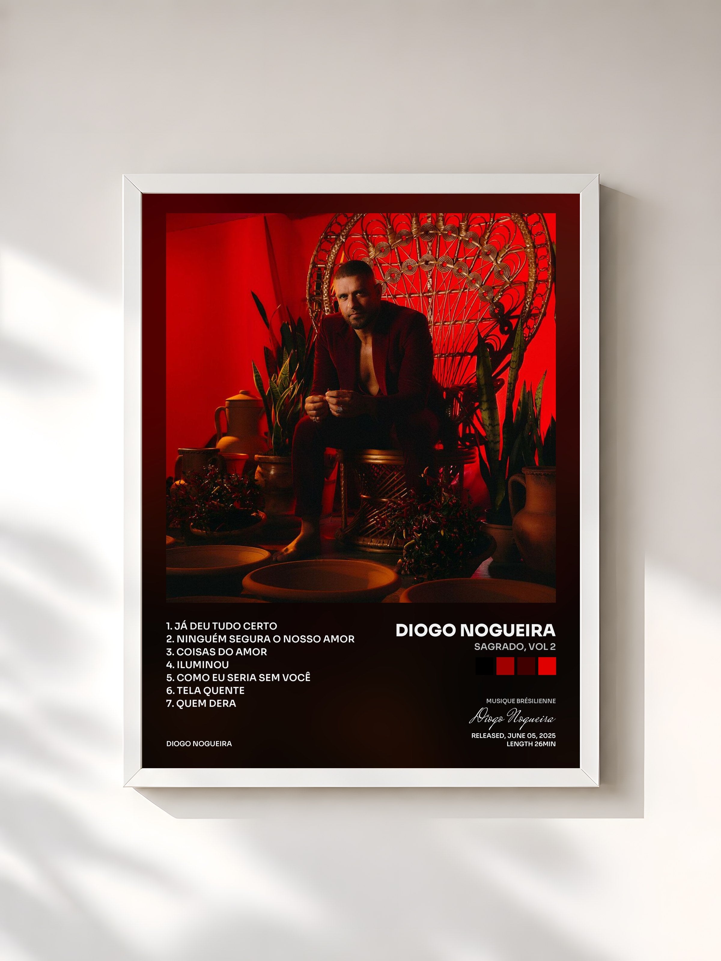 #blanc Tableau de l'album SAGRADO, Vol 2 de Diogo Nogueira, cadre blanc, imprimé et encadré en France