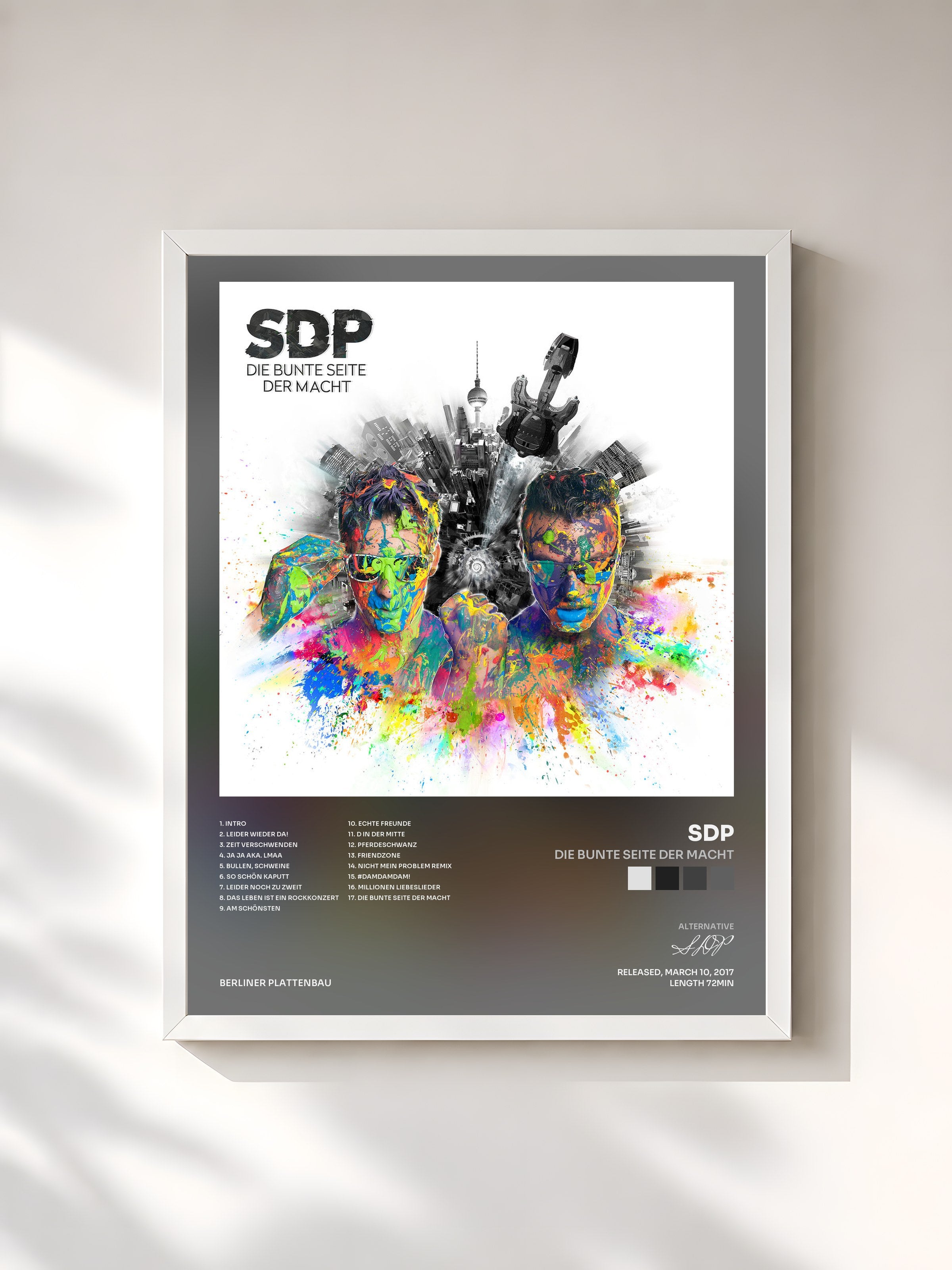 #blanc Tableau de l'album Die bunte Seite der Macht de SDP, cadre blanc, imprimé et encadré en France