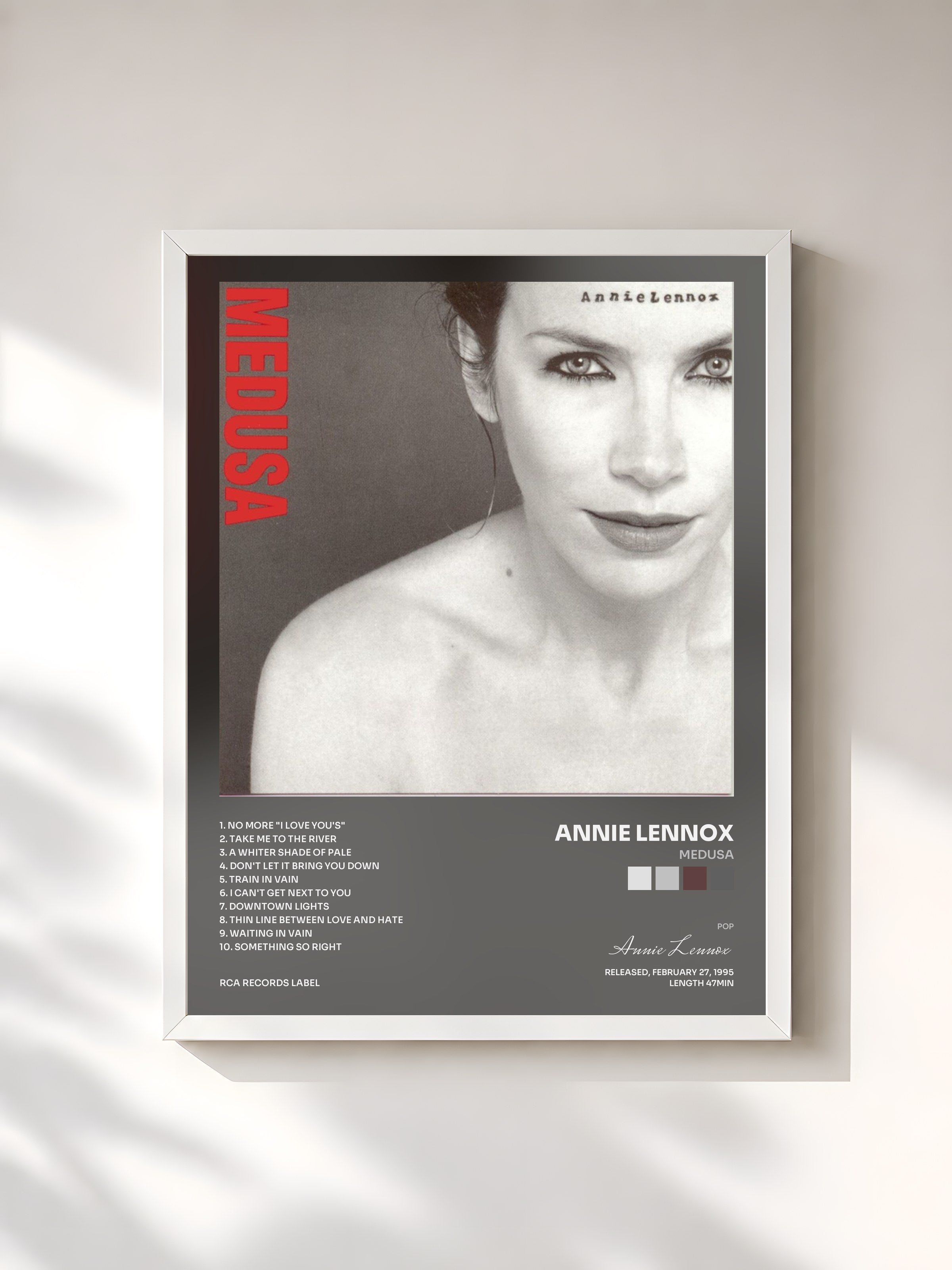 #blanc Tableau de l'album Medusa de Annie Lennox, cadre blanc, imprimé et encadré en France