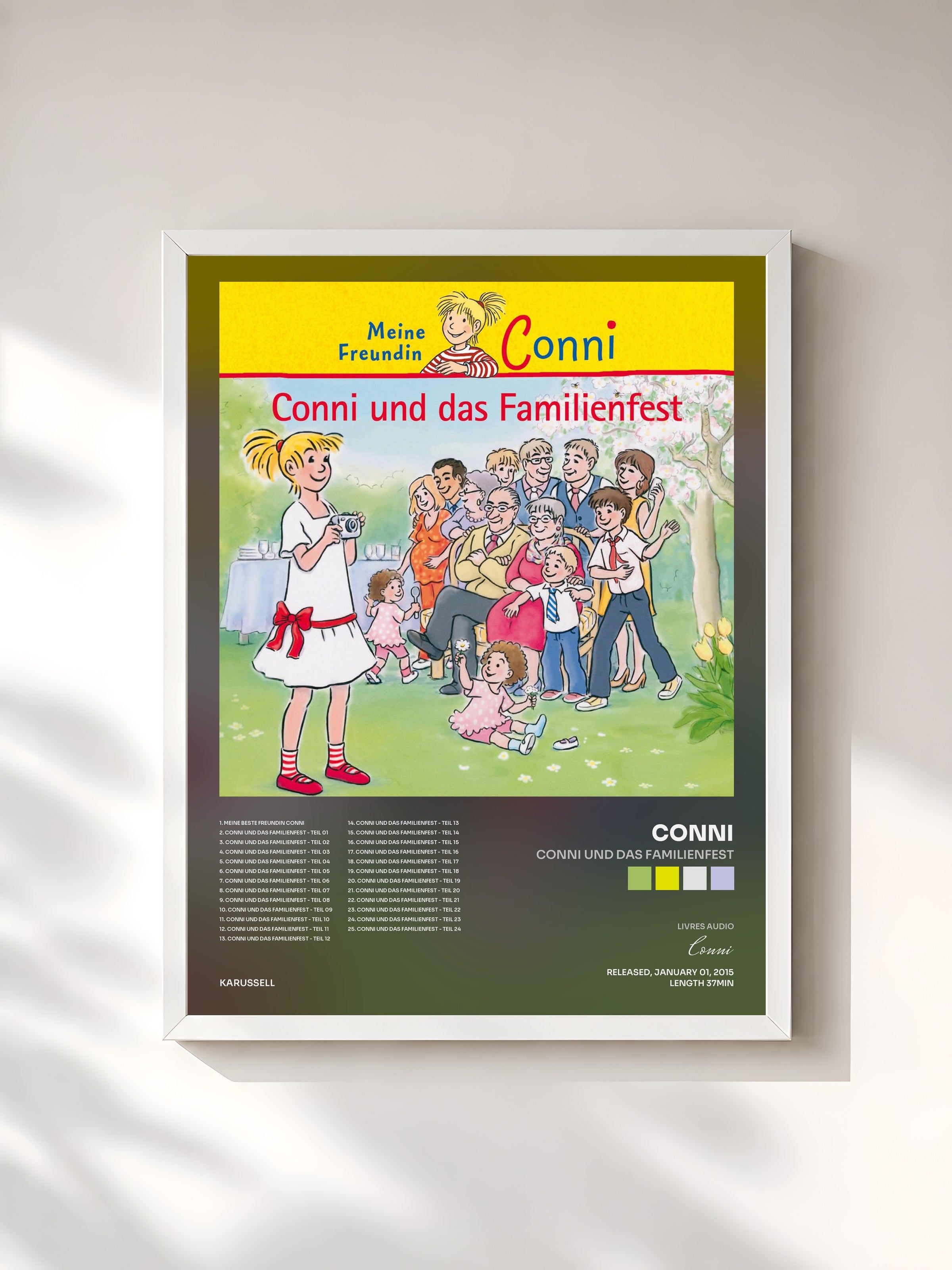#blanc Tableau de l'album Conni und das Familienfest de Conni, cadre blanc, imprimé et encadré en France