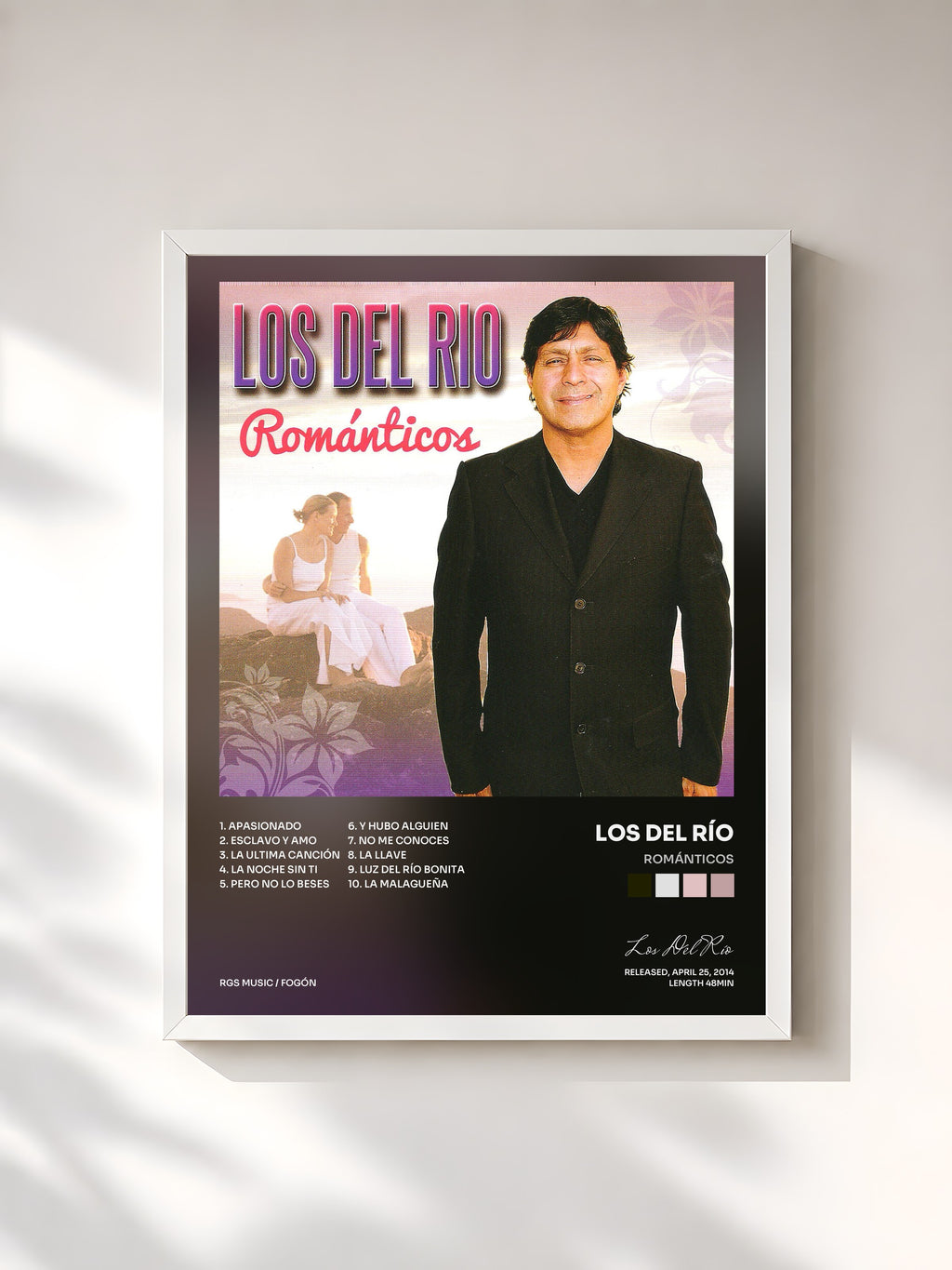 #blanc Románticos by Los Del Río as a framed art print, white frame, printed and framed in France