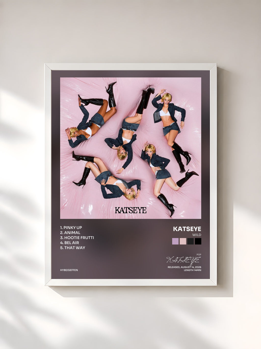 #blanc WILD by KATSEYE as a framed art print, white frame, printed and framed in France