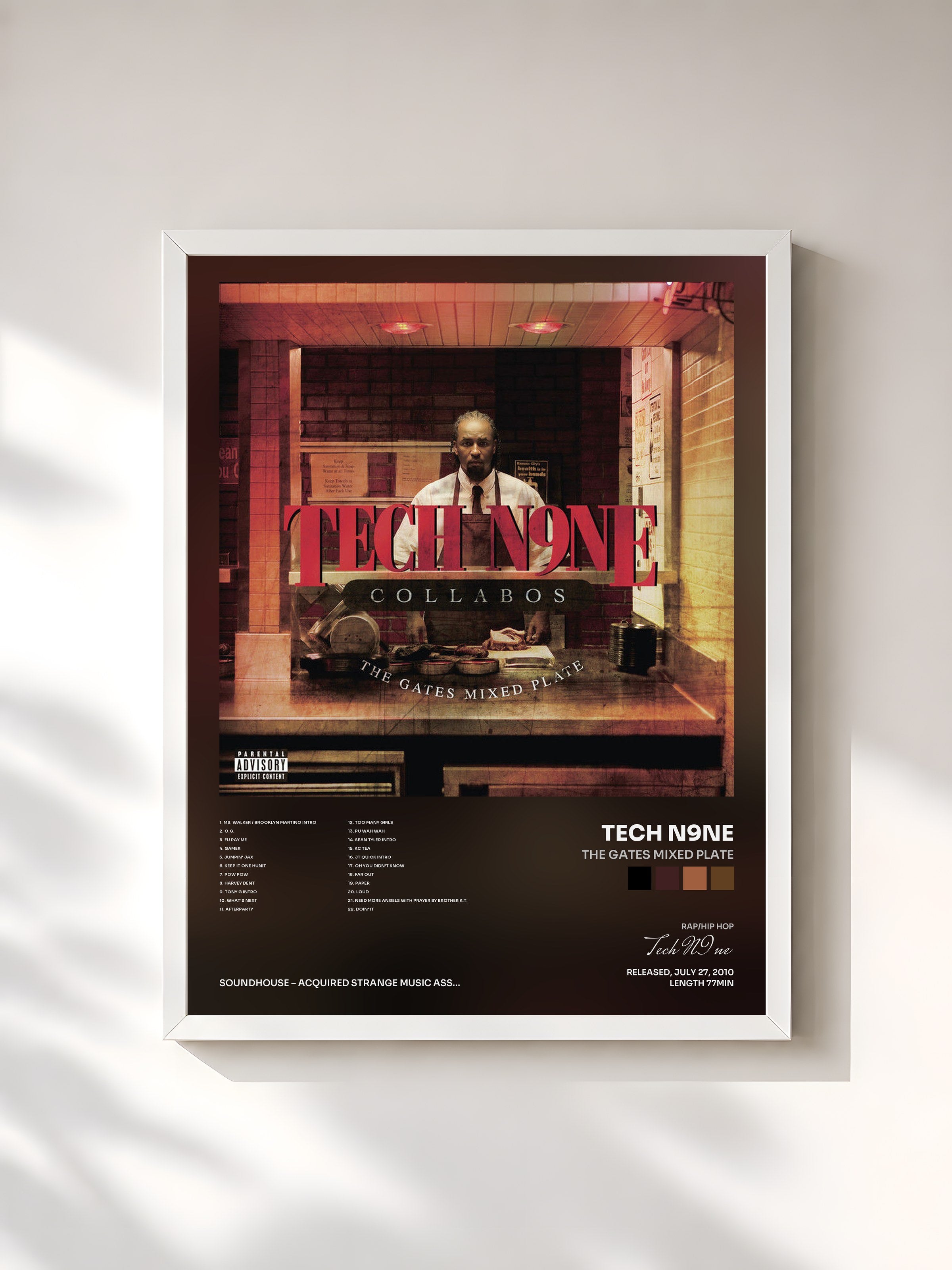#blanc Tableau de l'album The Gates Mixed Plate de Tech N9ne, cadre blanc, imprimé et encadré en France