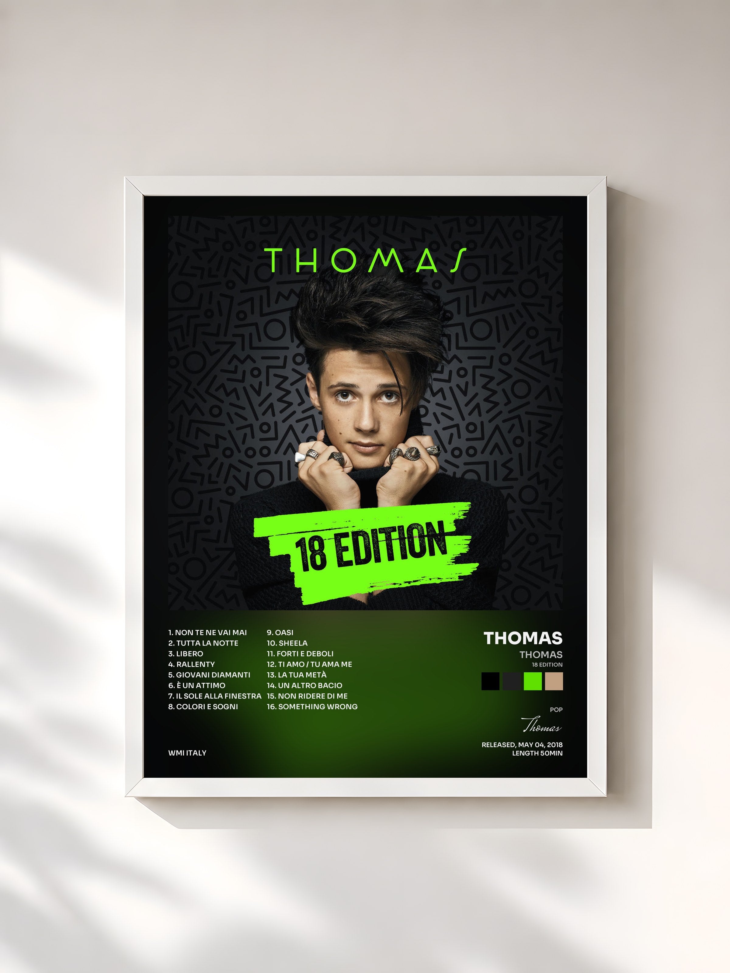 #blanc Tableau de l'album Thomas (18 Edition) de Thomas, cadre blanc, imprimé et encadré en France