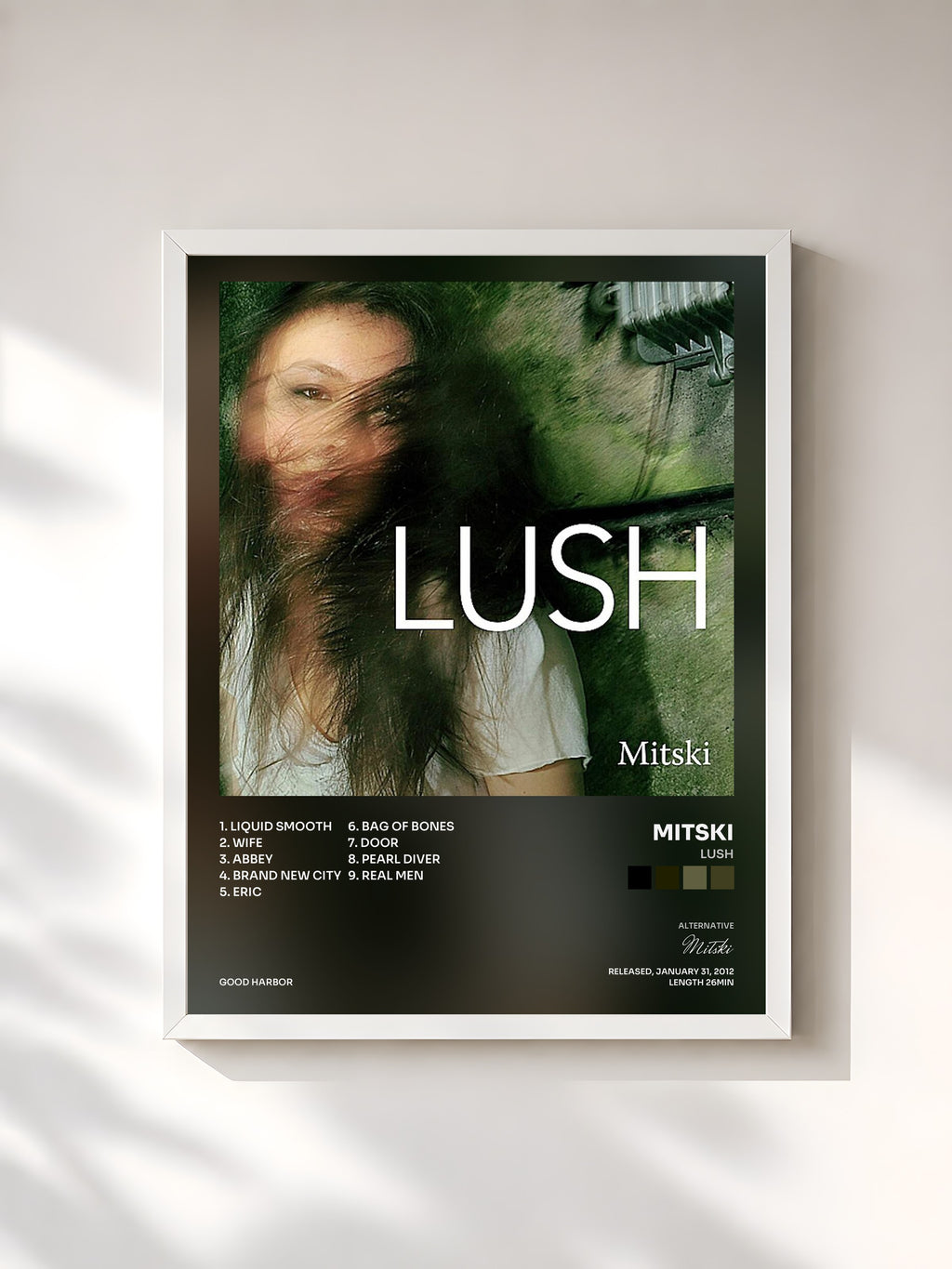 #blanc Lush by Mitski as a framed art print, white frame, printed and framed in France