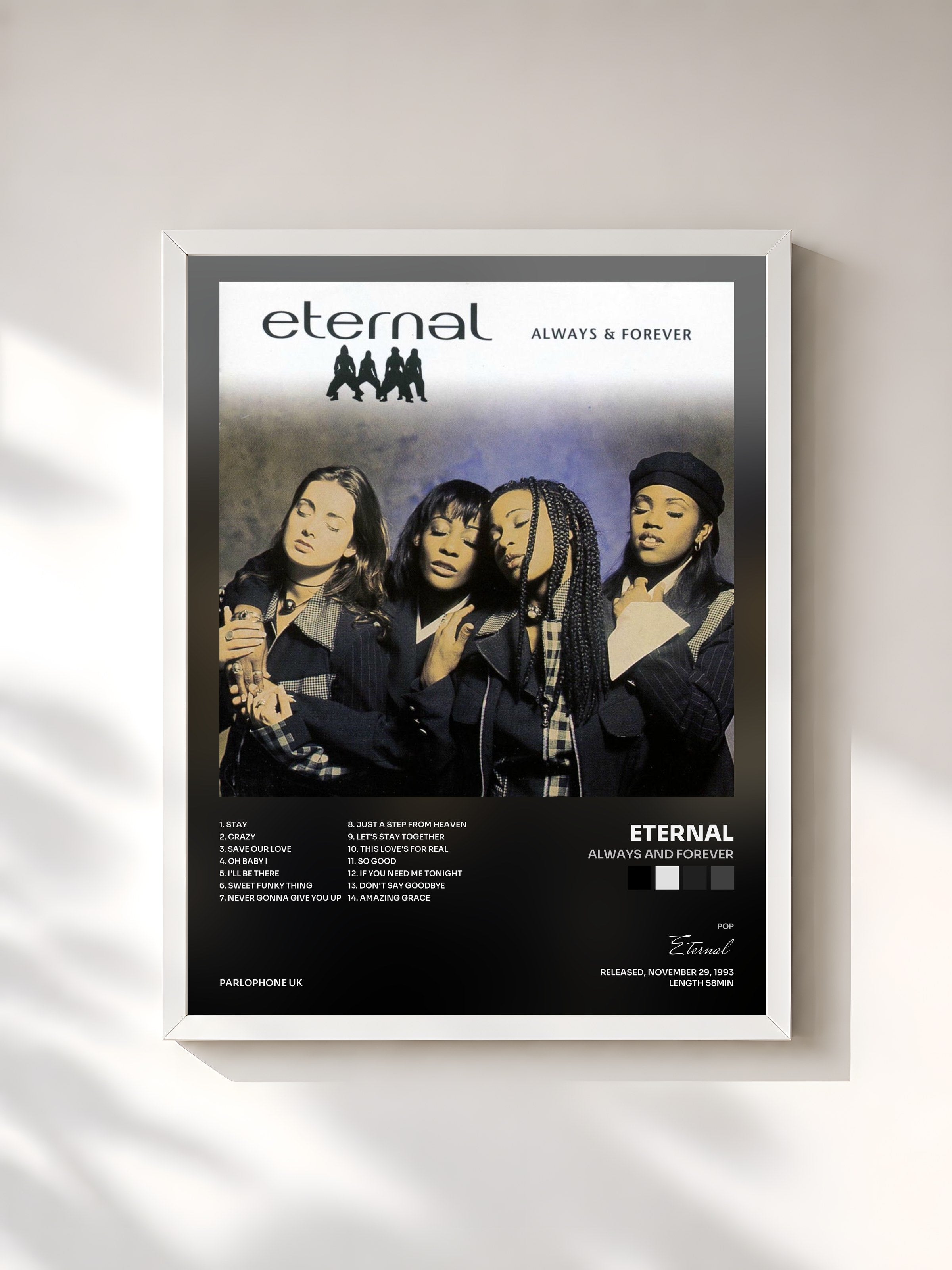 #blanc Tableau de l'album Always And Forever de Eternal, cadre blanc, imprimé et encadré en France