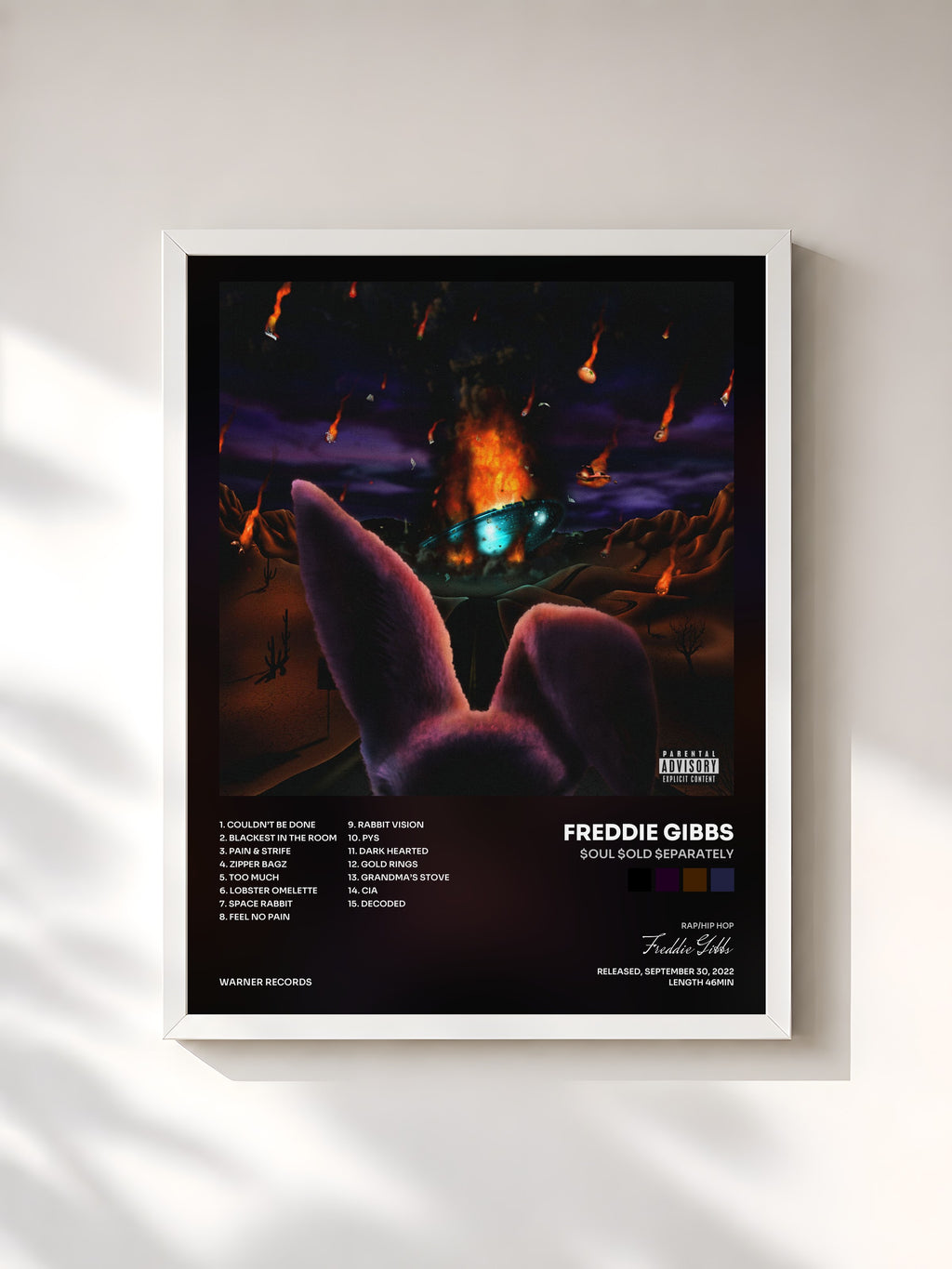 #blanc $oul $old $eparately by Freddie Gibbs as a framed art print, white frame, printed and framed in France