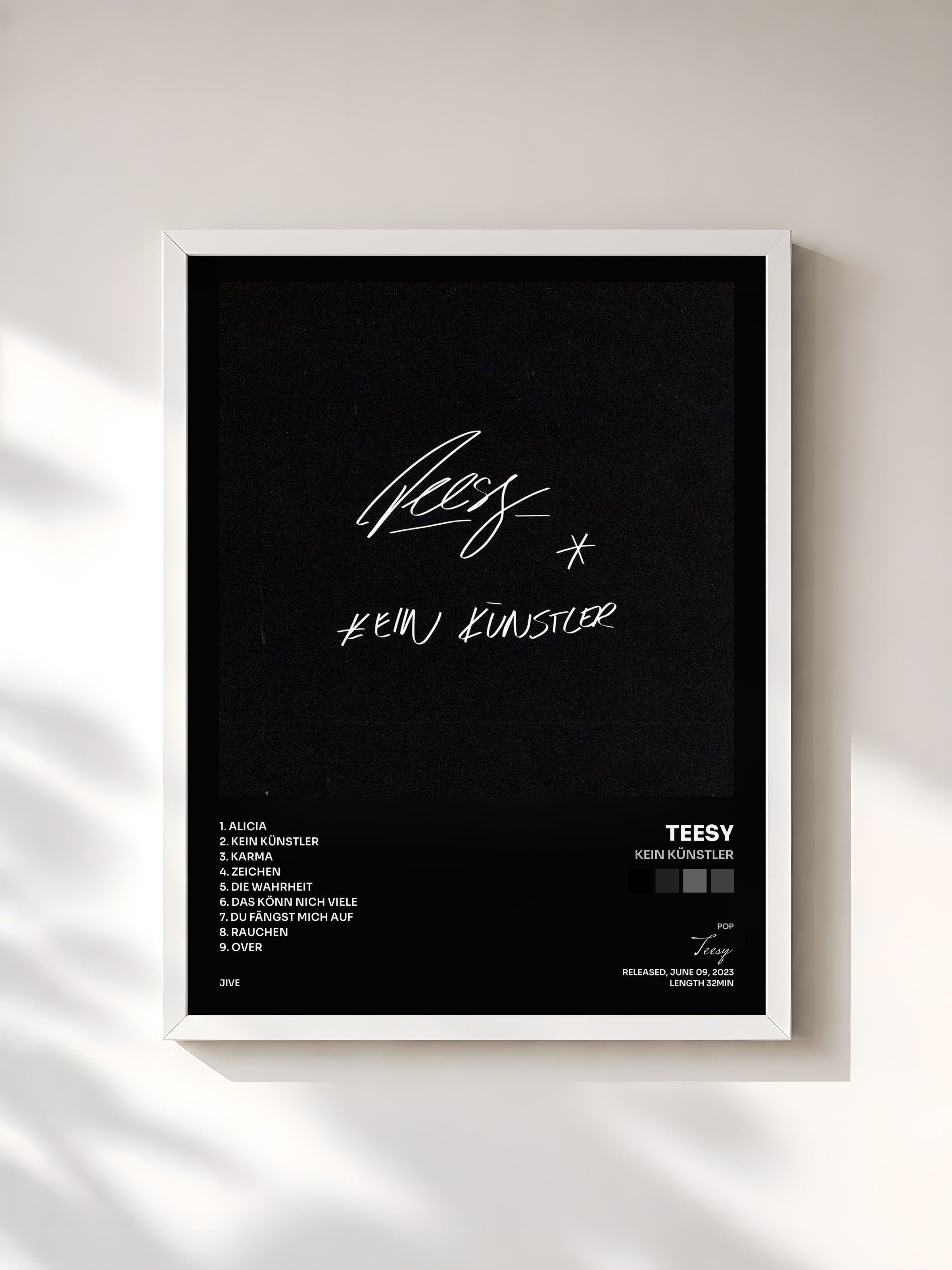 #blanc Tableau de l'album Kein Künstler de Teesy, cadre blanc, imprimé et encadré en France
