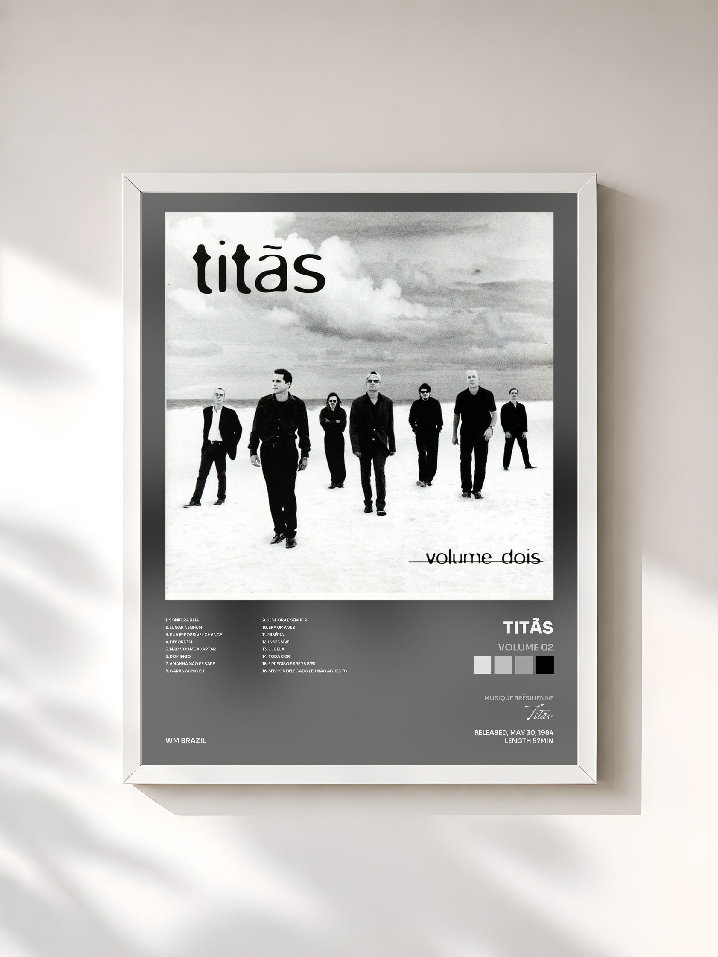 #blanc Tableau de l'album Volume 02 de Titãs, cadre blanc, imprimé et encadré en France