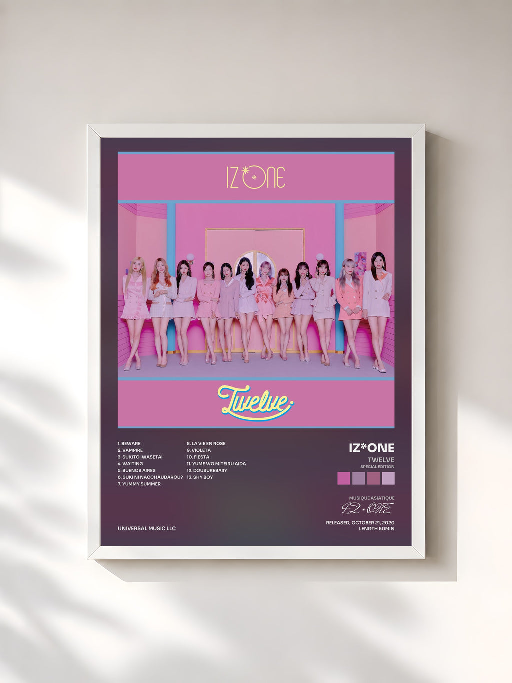#blanc Tableau de l'album Twelve (Special Edition) de IZ*ONE, cadre blanc, imprimé et encadré en France