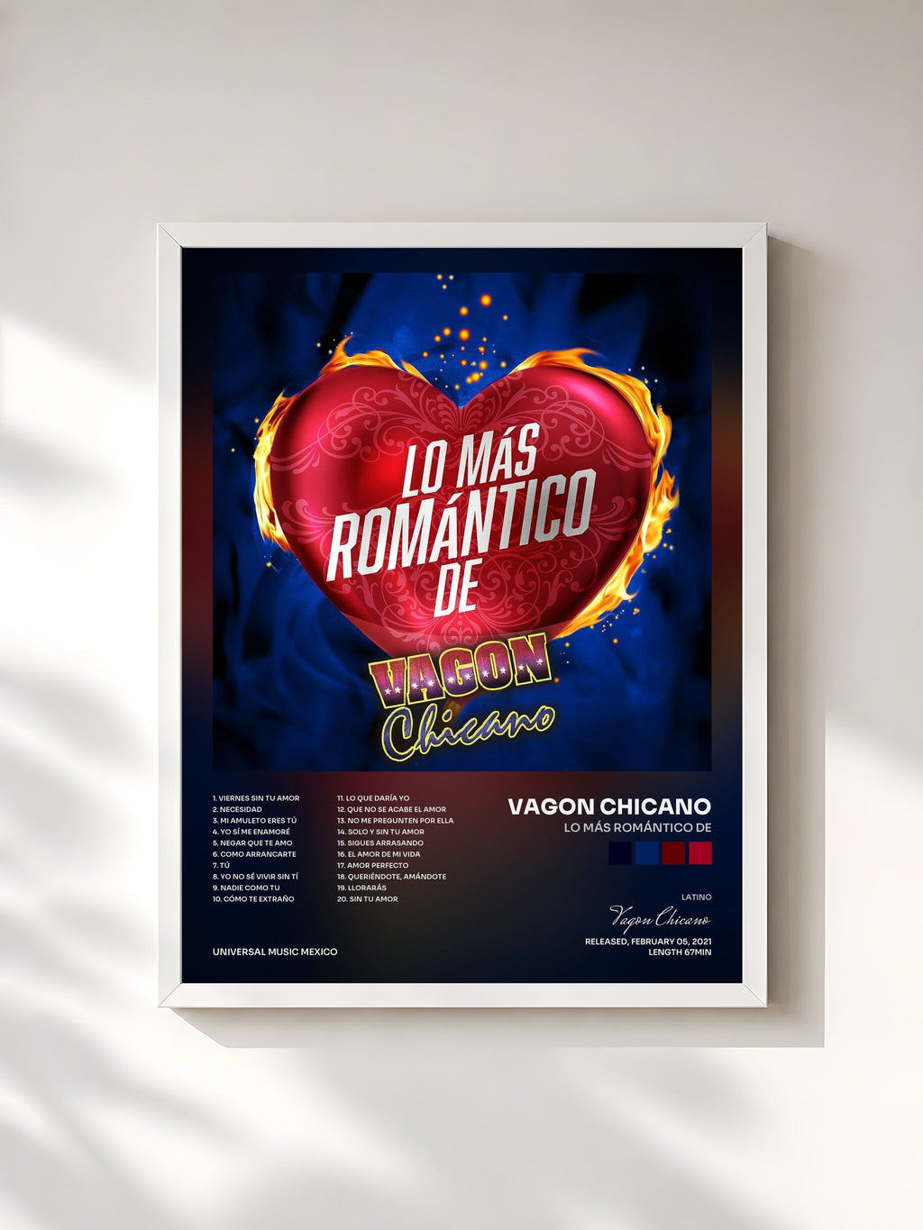 #blanc Lo Más Romántico De de Vagon Chicano en lámina enmarcada, marco blanco, impresa y enmarcada en Francia