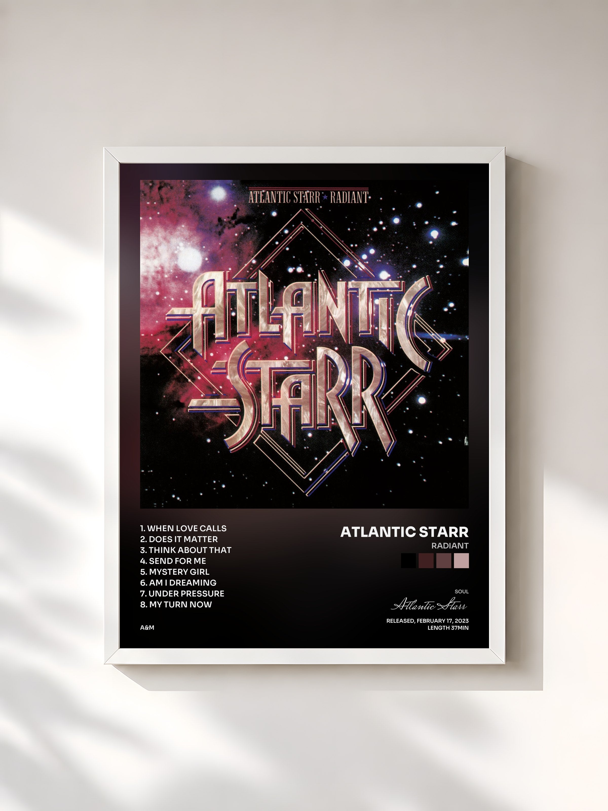 #blanc Tableau de l'album Radiant de Atlantic Starr, cadre blanc, imprimé et encadré en France