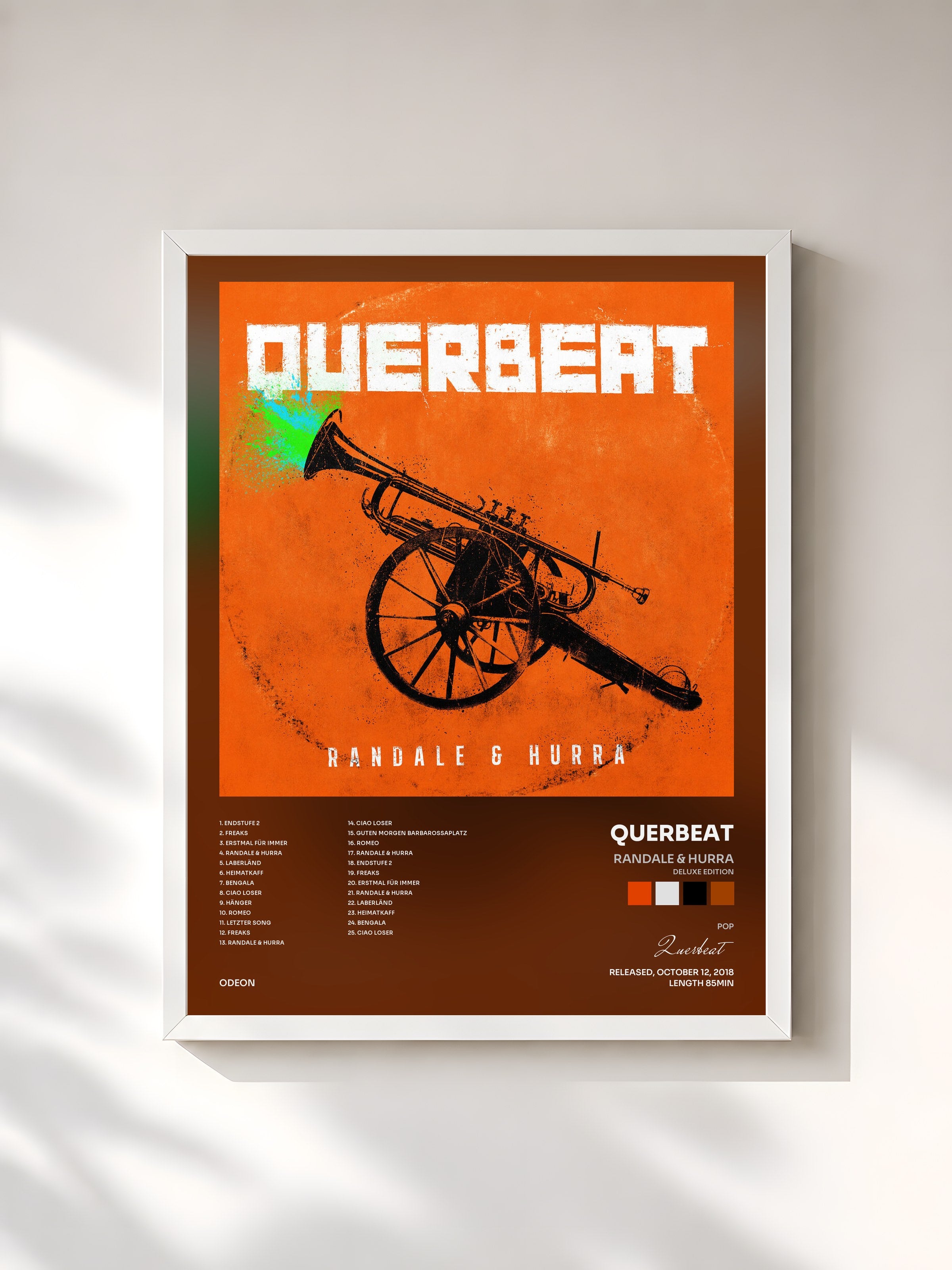 #blanc Tableau de l'album Randale & Hurra (Deluxe Edition) de Querbeat, cadre blanc, imprimé et encadré en France