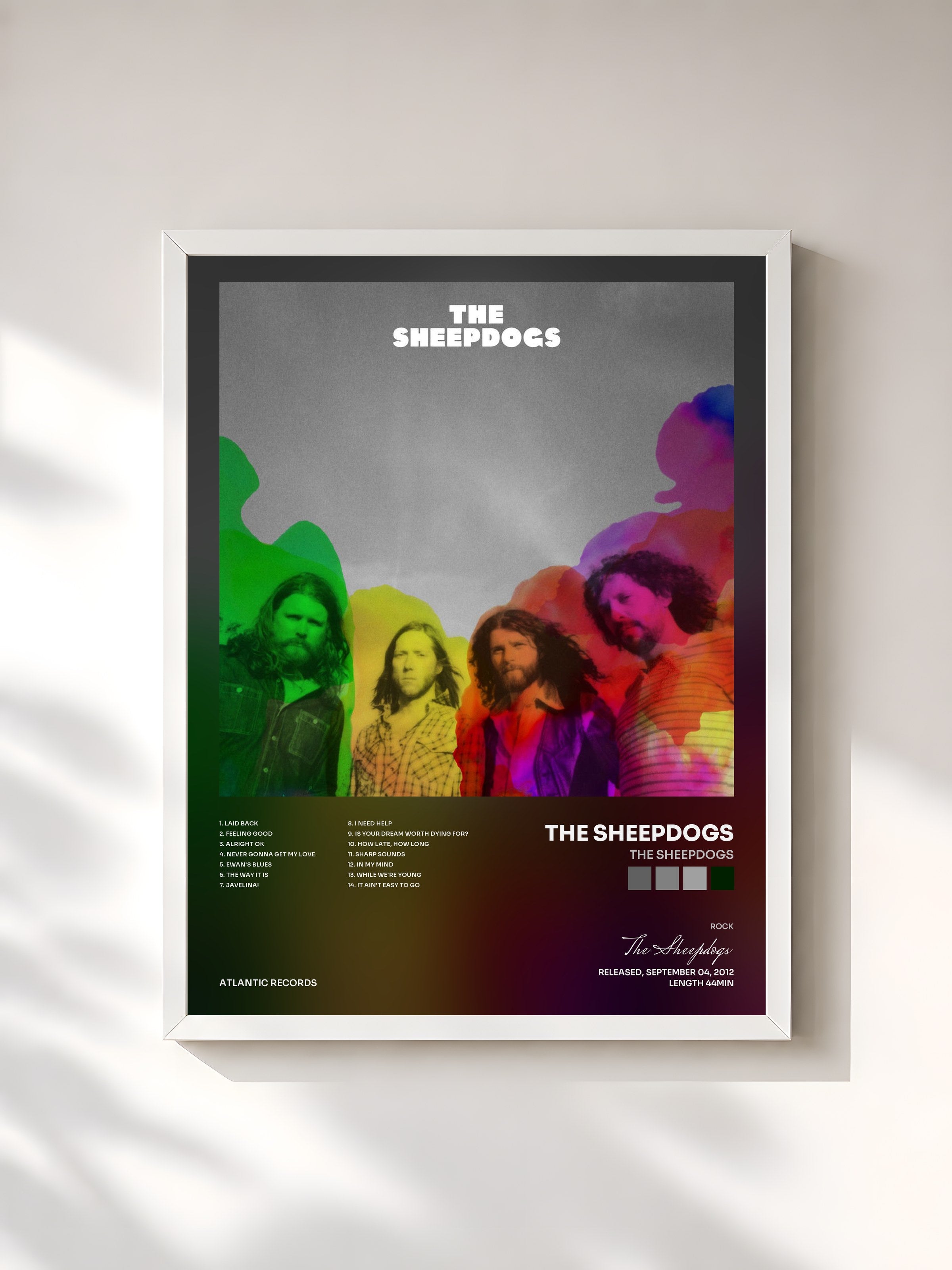 #blanc Tableau de l'album The Sheepdogs de The Sheepdogs, cadre blanc, imprimé et encadré en France