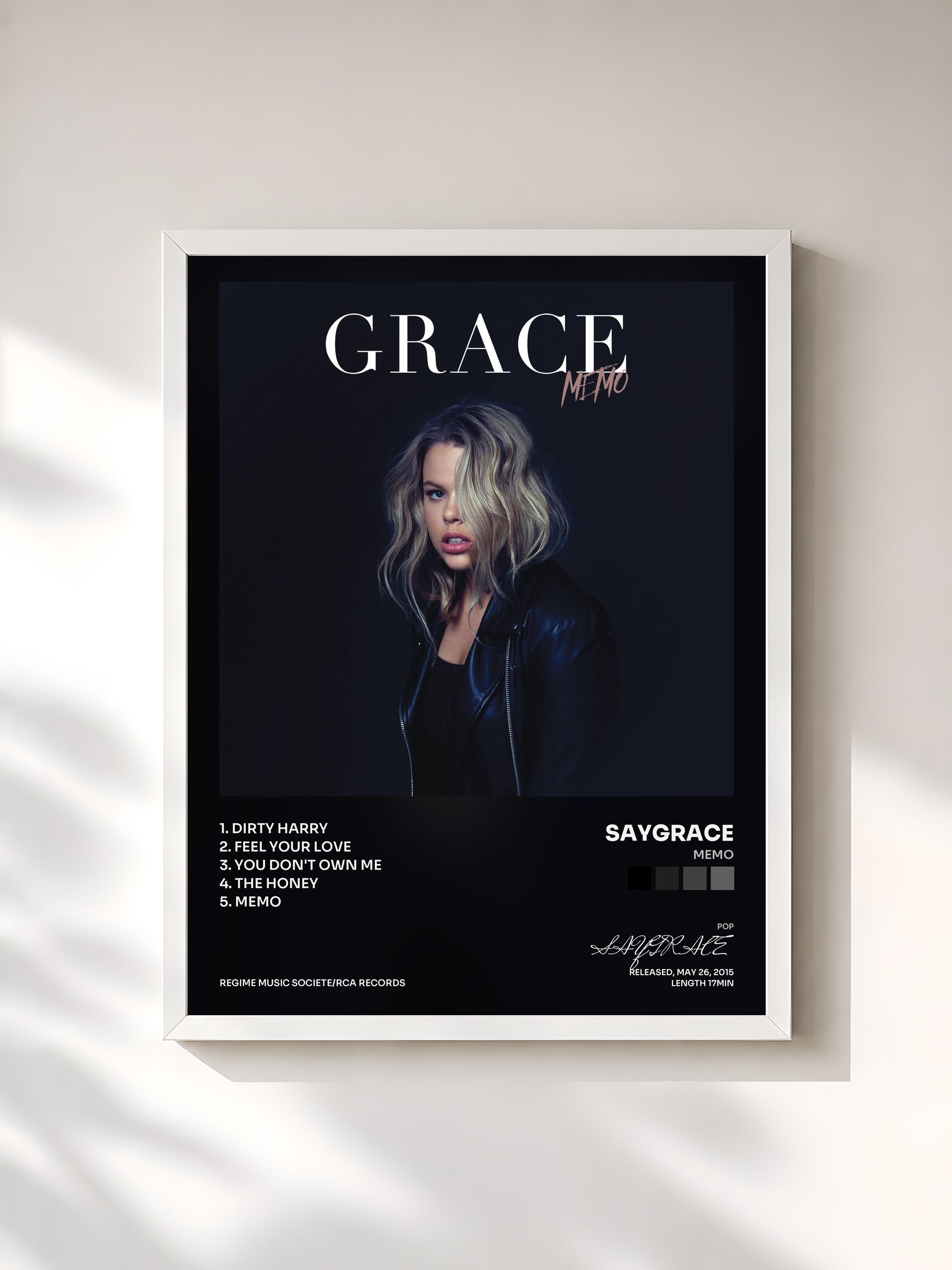 #blanc Tableau de l'album Memo de SAYGRACE, cadre blanc, imprimé et encadré en France