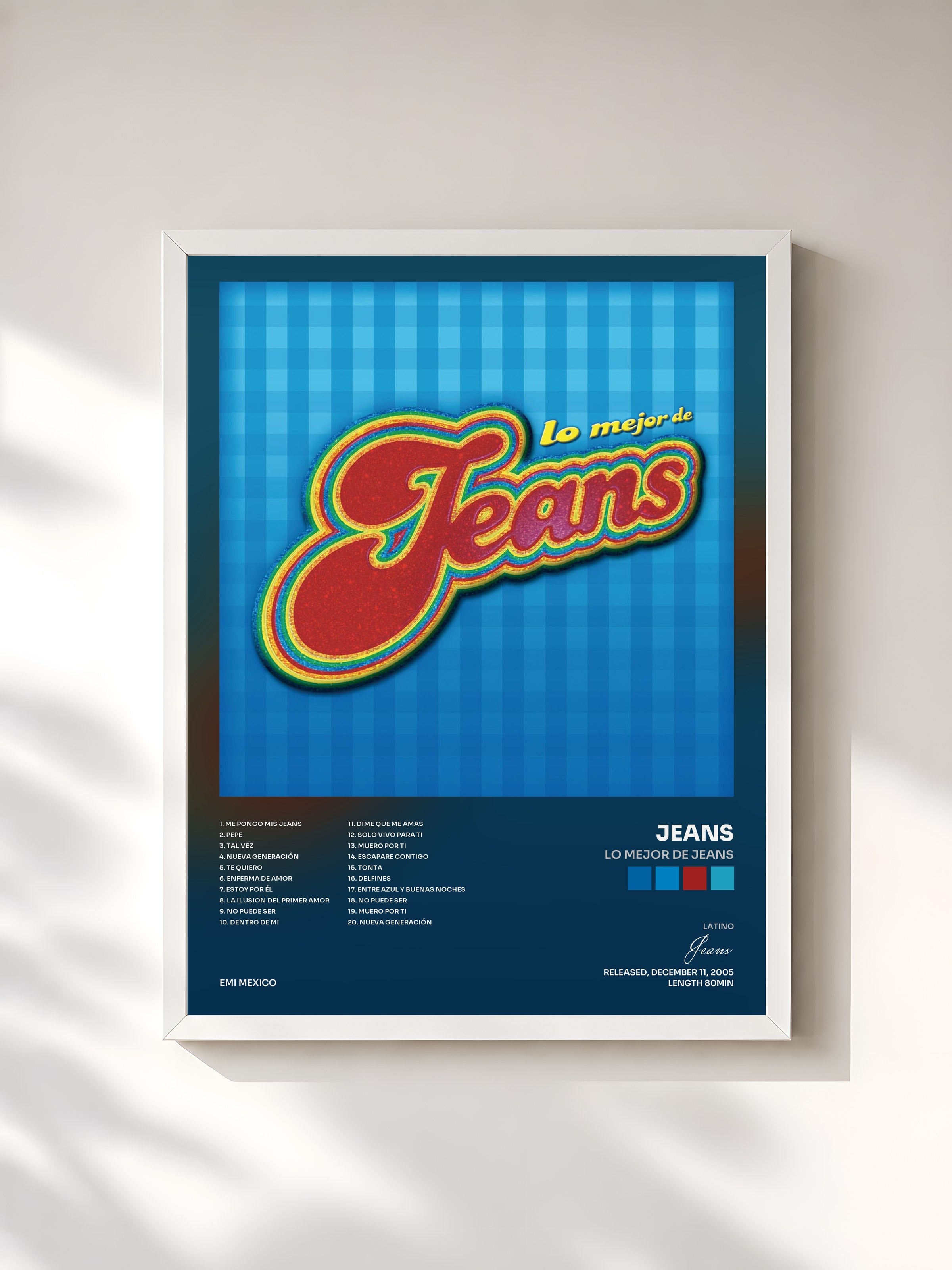 #blanc Tableau de l'album Lo Mejor De Jeans de Jeans, cadre blanc, imprimé et encadré en France