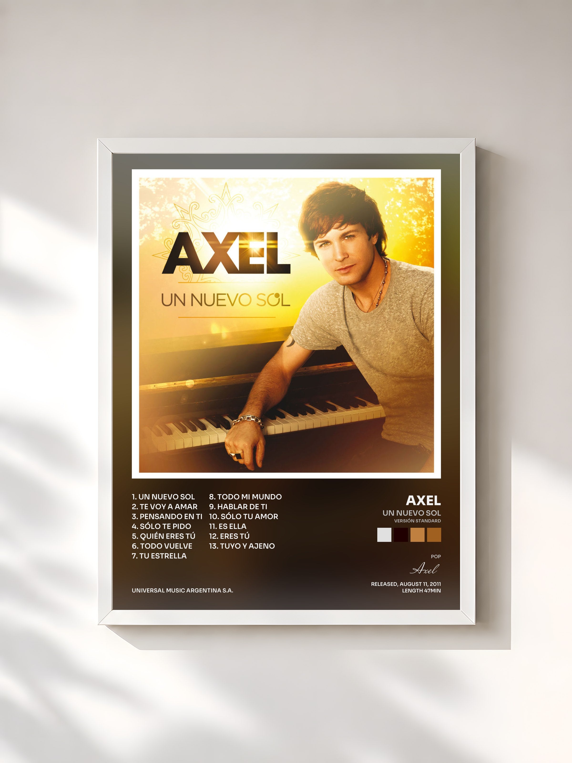 #blanc Tableau de l'album Un Nuevo Sol (Versión Standard) de Axel, cadre blanc, imprimé et encadré en France