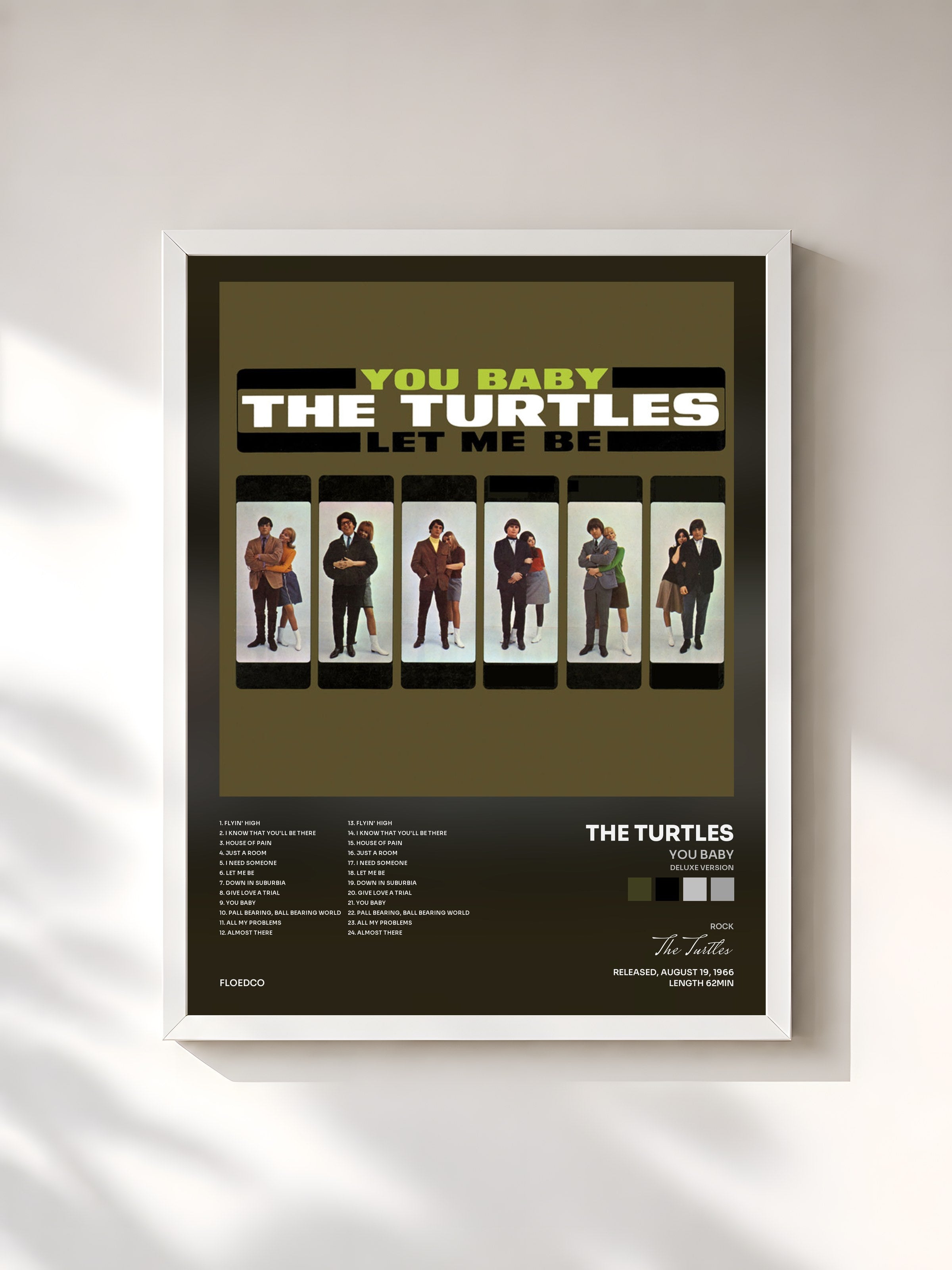 #blanc Tableau de l'album You Baby (Deluxe Version) de The Turtles, cadre blanc, imprimé et encadré en France