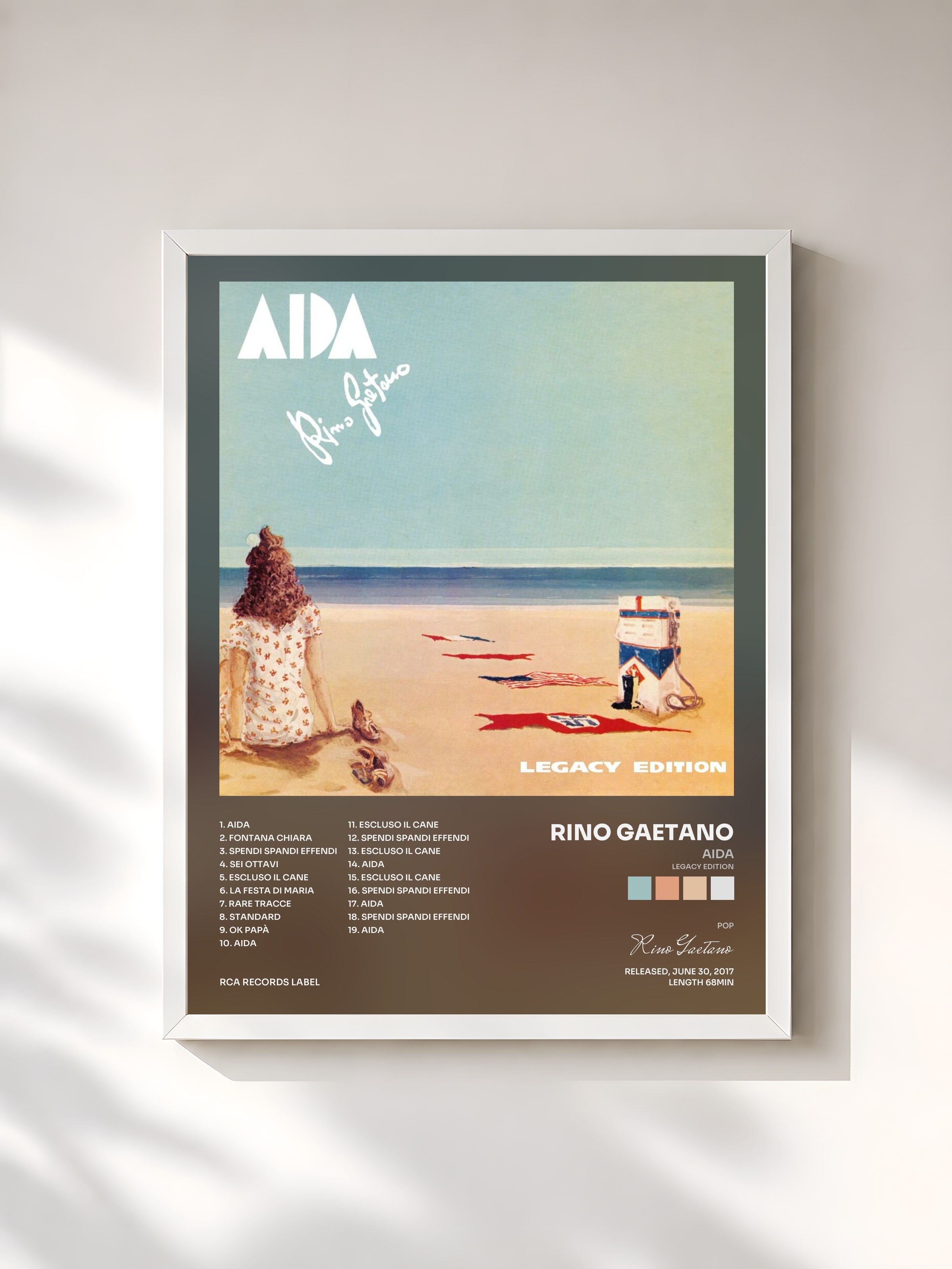 #blanc Tableau de l'album Aida (Legacy Edition) de Rino Gaetano, cadre blanc, imprimé et encadré en France