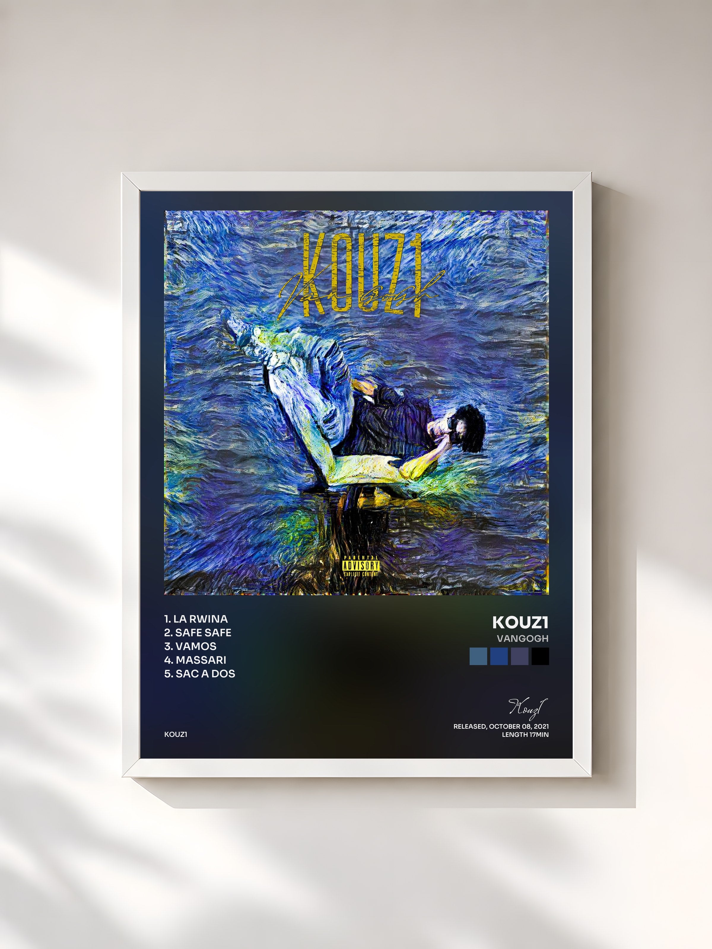 #blanc Tableau de l'album Vangogh de Kouz1, cadre blanc, imprimé et encadré en France