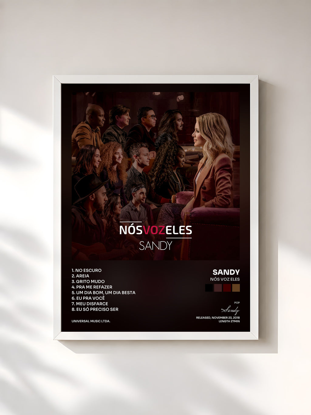 #blanc Tableau de l'album Nós VOZ Eles de Sandy, cadre blanc, imprimé et encadré en France