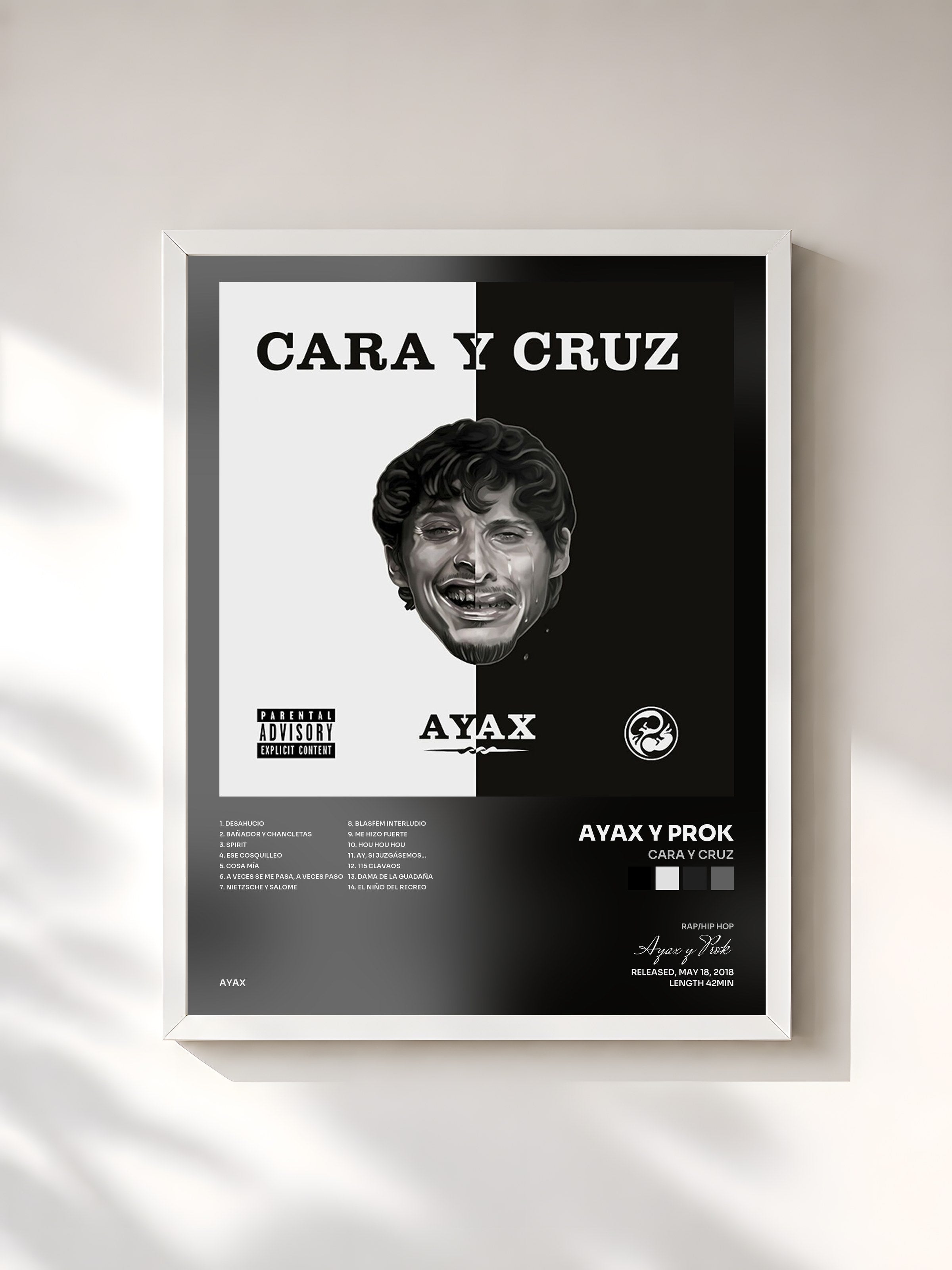 #blanc Tableau de l'album Cara y cruz de Ayax y Prok, cadre blanc, imprimé et encadré en France