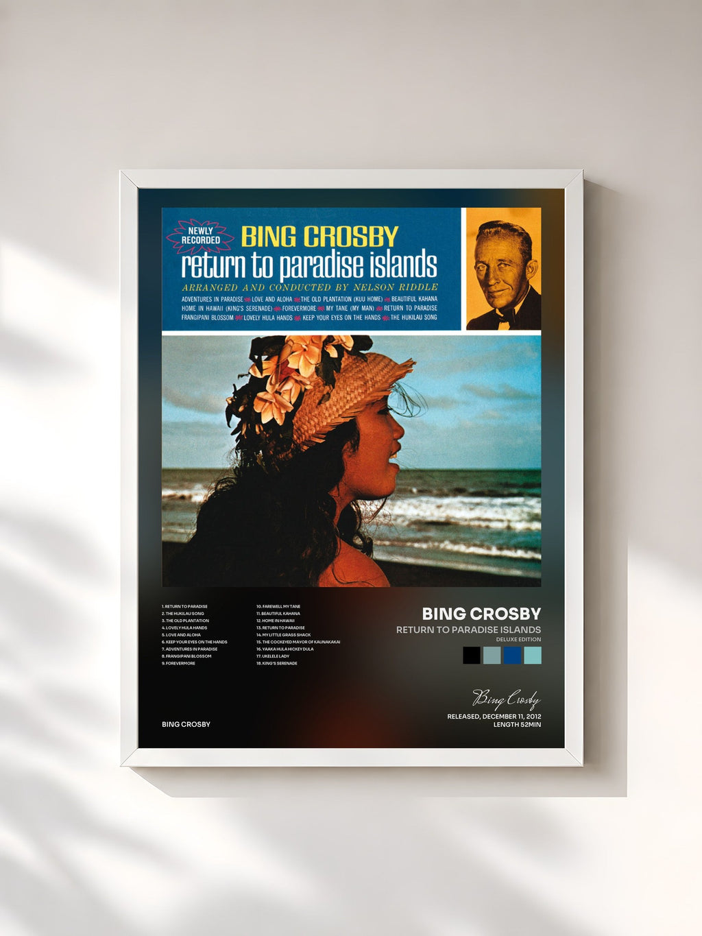 #blanc Tableau de l'album Return To Paradise Islands (Deluxe Edition) de Bing Crosby, cadre blanc, imprimé et encadré en France