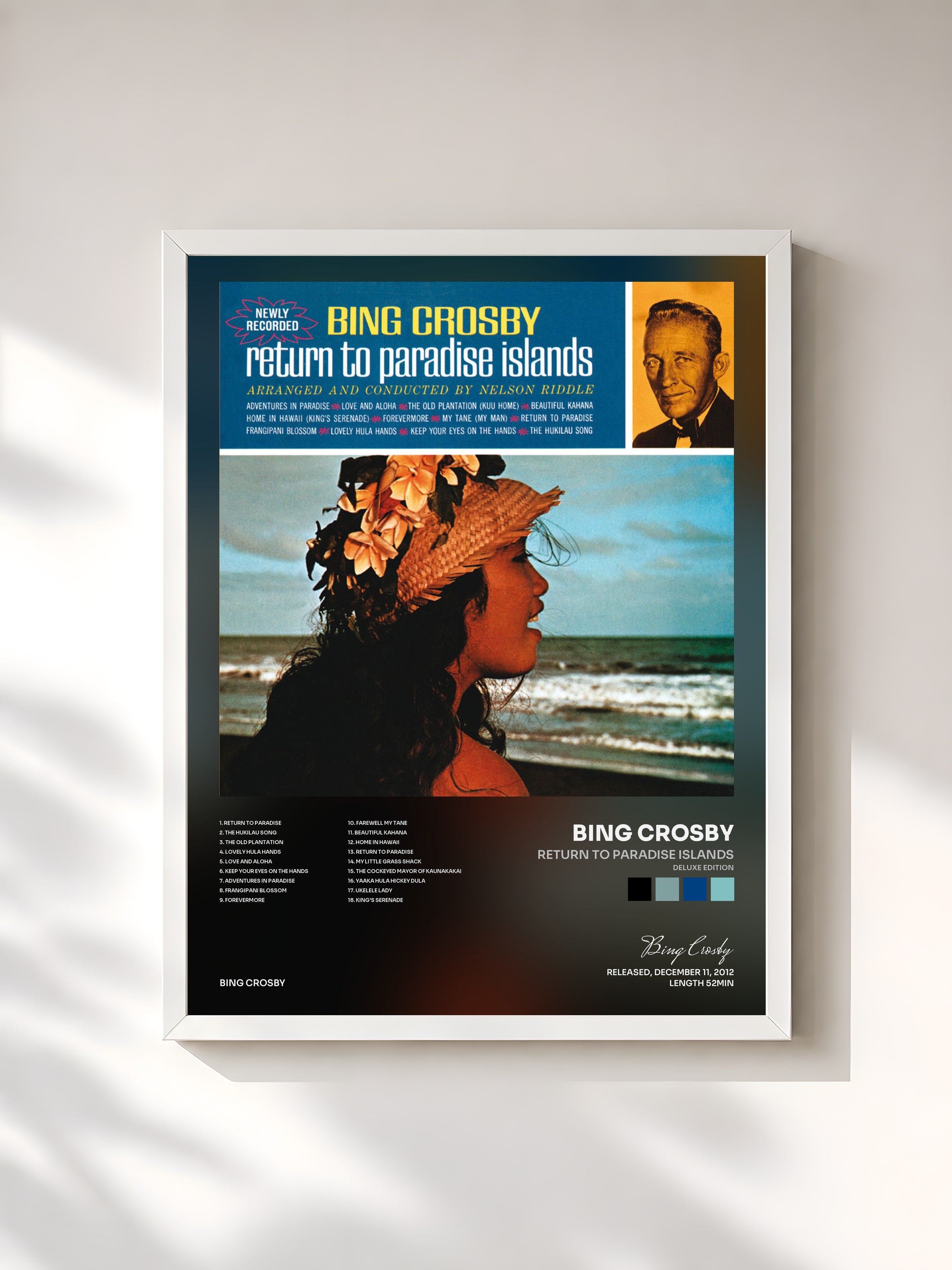 #blanc Tableau de l'album Return To Paradise Islands (Deluxe Edition) de Bing Crosby, cadre blanc, imprimé et encadré en France