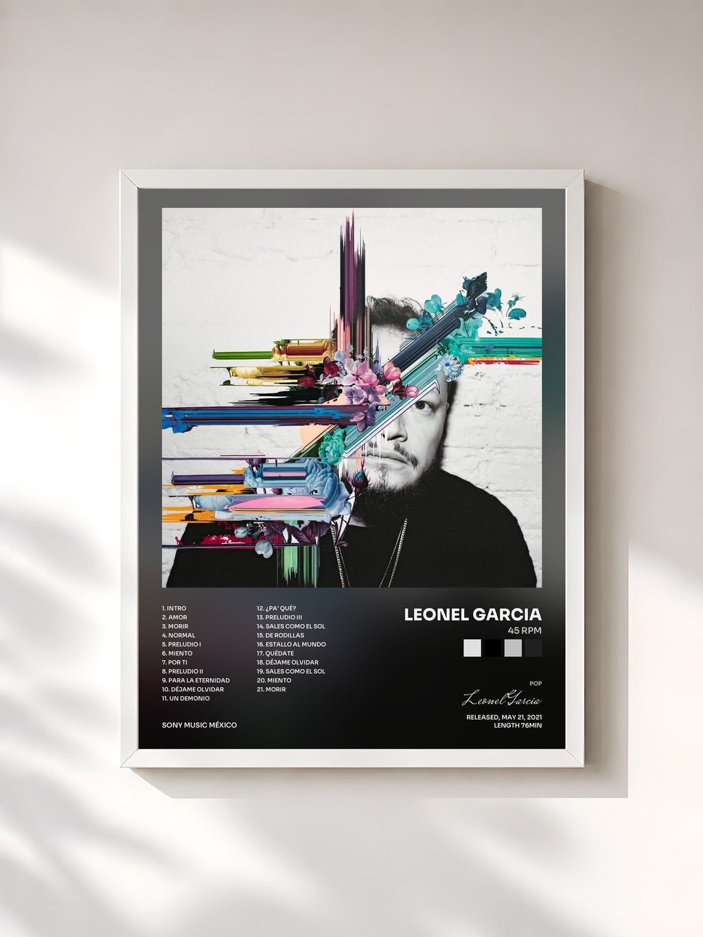 #blanc 45 RPM by Leonel Garcia as a framed art print, white frame, printed and framed in France